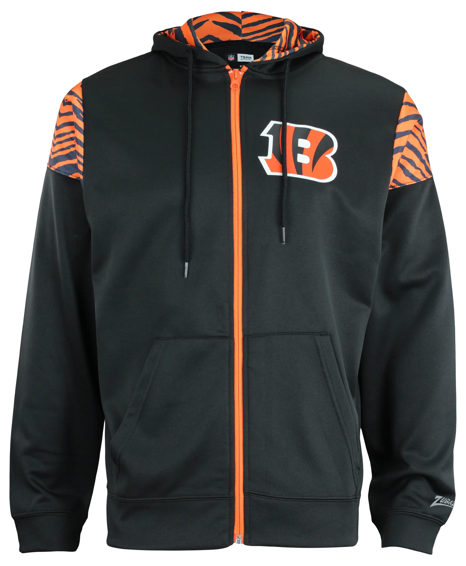 Zubaz NFL   Men's Logo 2 Color Zebra Bands and Hood Liner Full Zip Hoodie, CINCINNATI BENGALS - Image 7