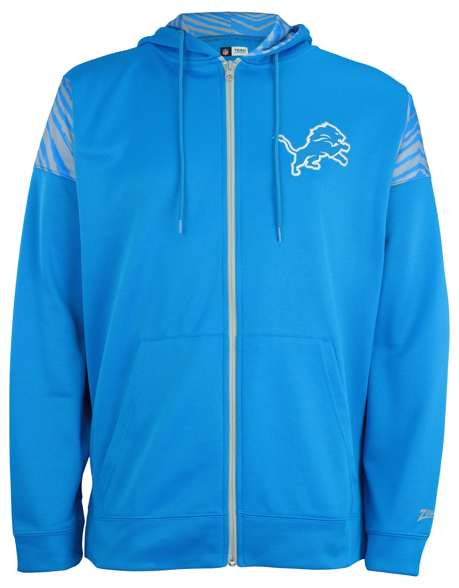 Zubaz NFL Men's Logo 2 Color Zebra Bands and Hood Liner Full Zip Hoodie, DETROIT LIONS - Image 10
