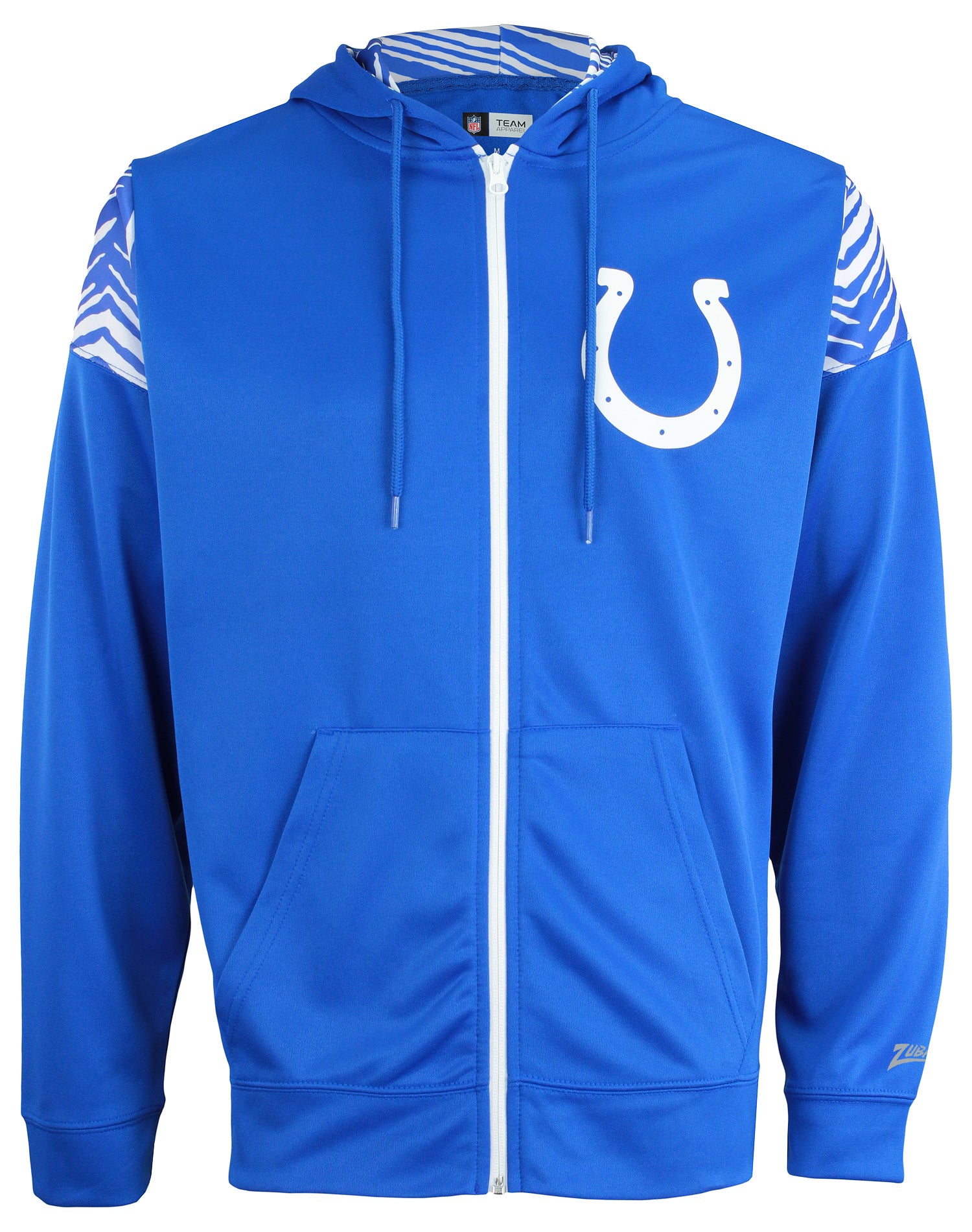 Zubaz NFL Men's Logo 2 Color Zebra Bands and Hood Liner Full Zip Hoodie, INDIANAPOLIS COLTS - Image 7