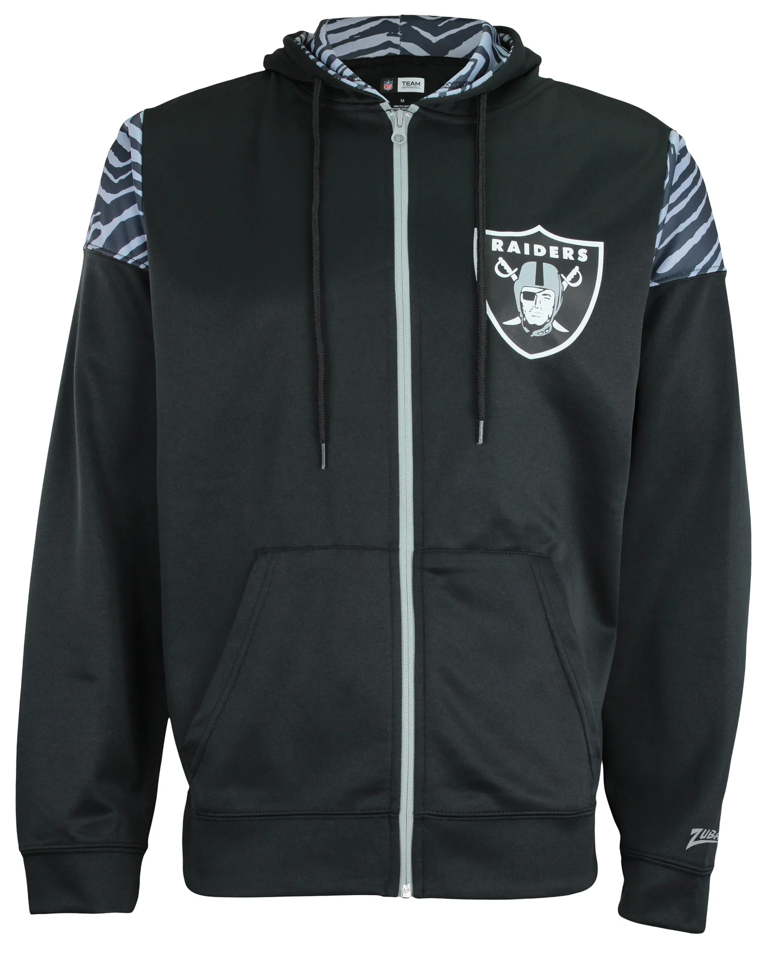 Zubaz NFL Men's Logo 2 Color Zebra Bands and Hood Liner Full Zip Hoodie, LAS VEGAS RAIDERS - Image 7