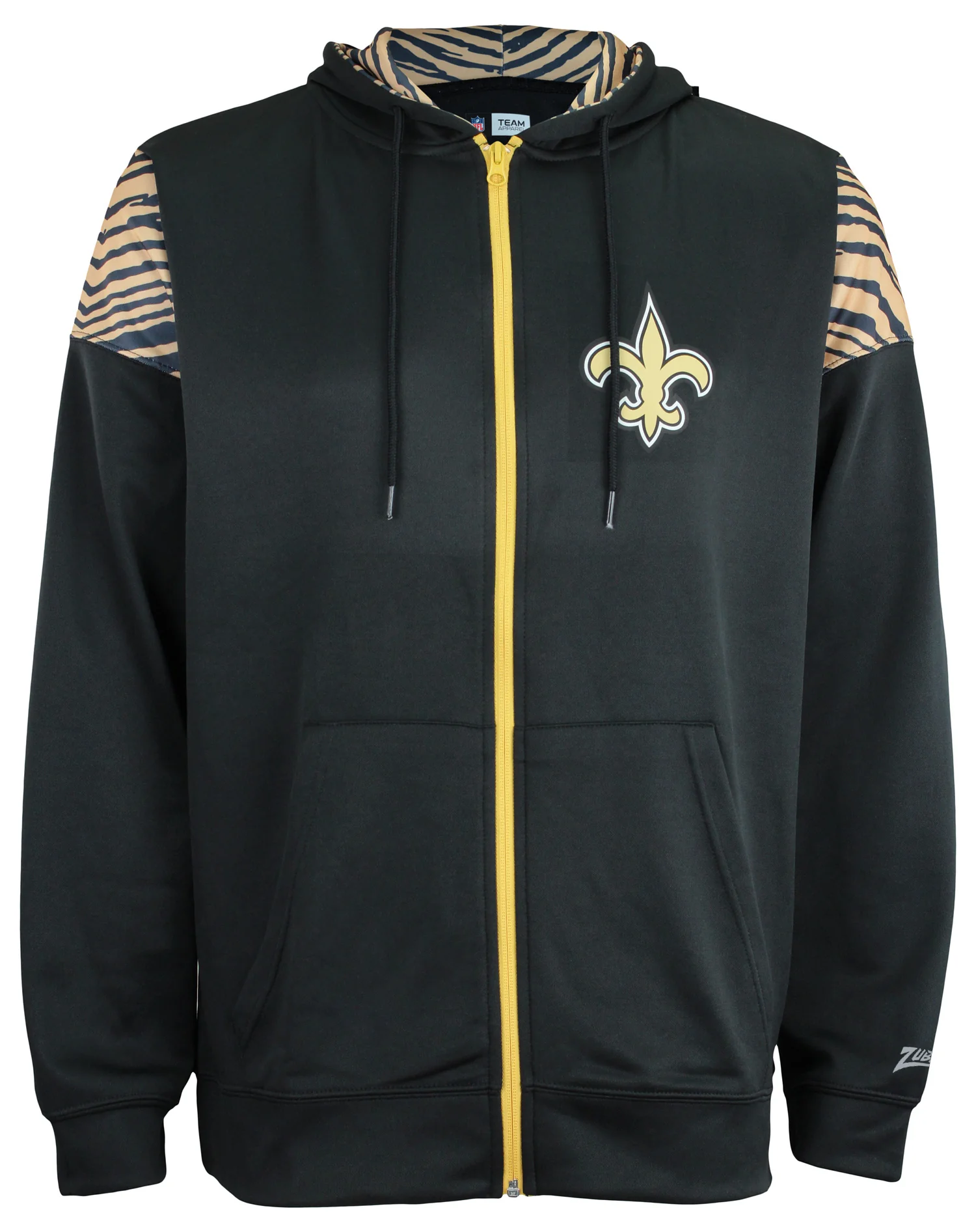 Zubaz NFL Men's Logo 2 Color Zebra Bands and Hood Liner Full Zip Hoodie, NEW ORLEANS SAINTS - Image 10