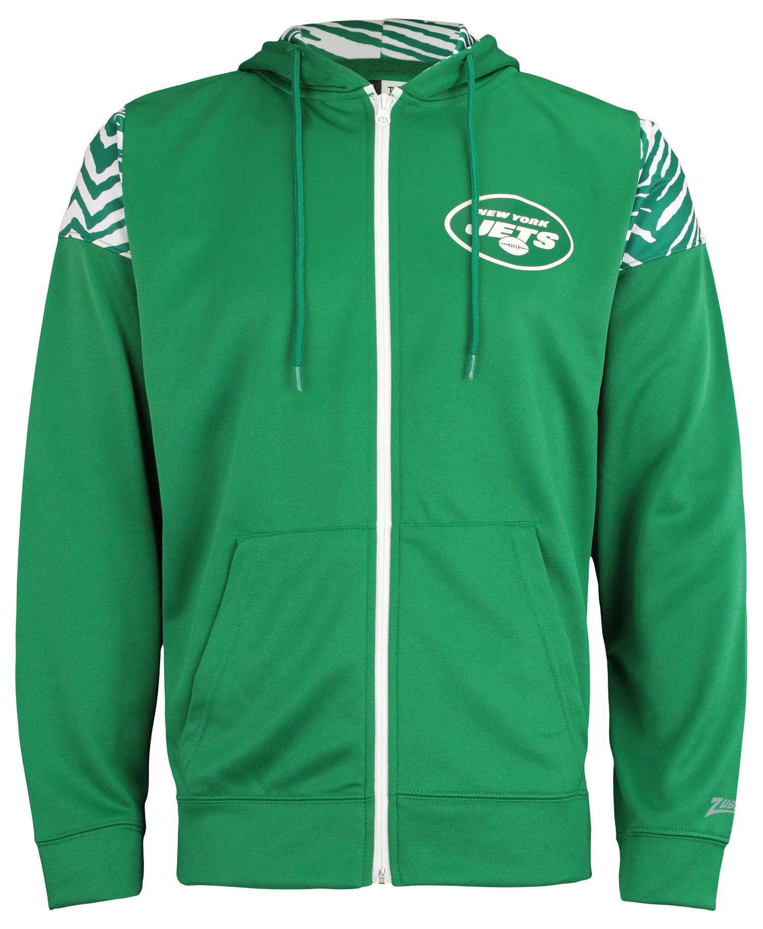 Zubaz NFL Men's Logo 2 Color Zebra Bands and Hood Liner Full Zip Hoodie, NEW YORK JETS - Image 7