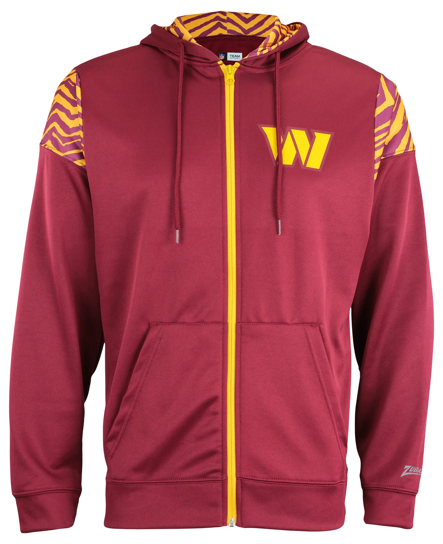 Zubaz NFL Men's Logo 2 Color Zebra Bands and Hood Liner Full Zip Hoodie, WASHINGTON COMMANDERS - Image 13