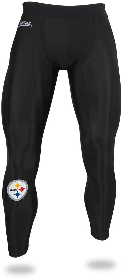 Zubaz NFL Men's Pittsburgh Steelers Active Performance Compression Black Leggings - Image 4