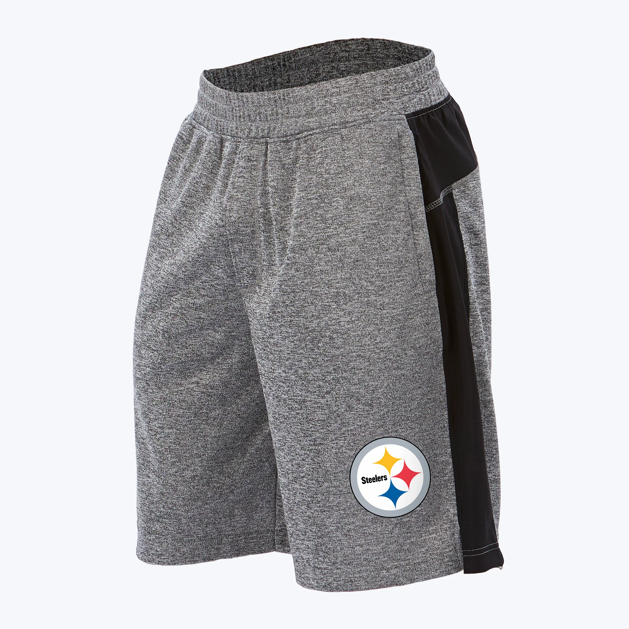 Zubaz NFL Men's Pittsburgh Steelers Heather Gray French Terry Shorts - Image 8