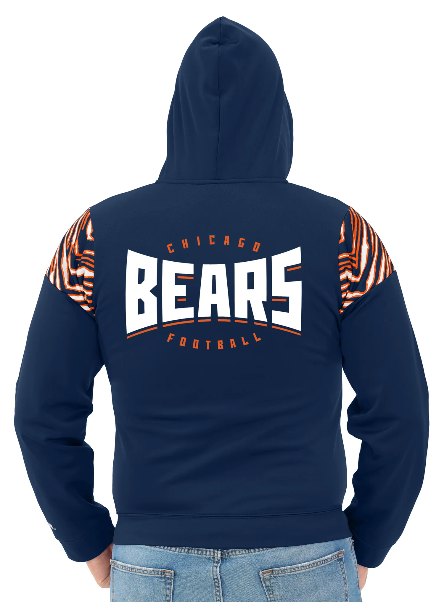 Zubaz NFL Men's Play Action 3 Color Zebra Bands and Hood Line Full Zip Hoodie, CHICAGO BEARS - Image 8