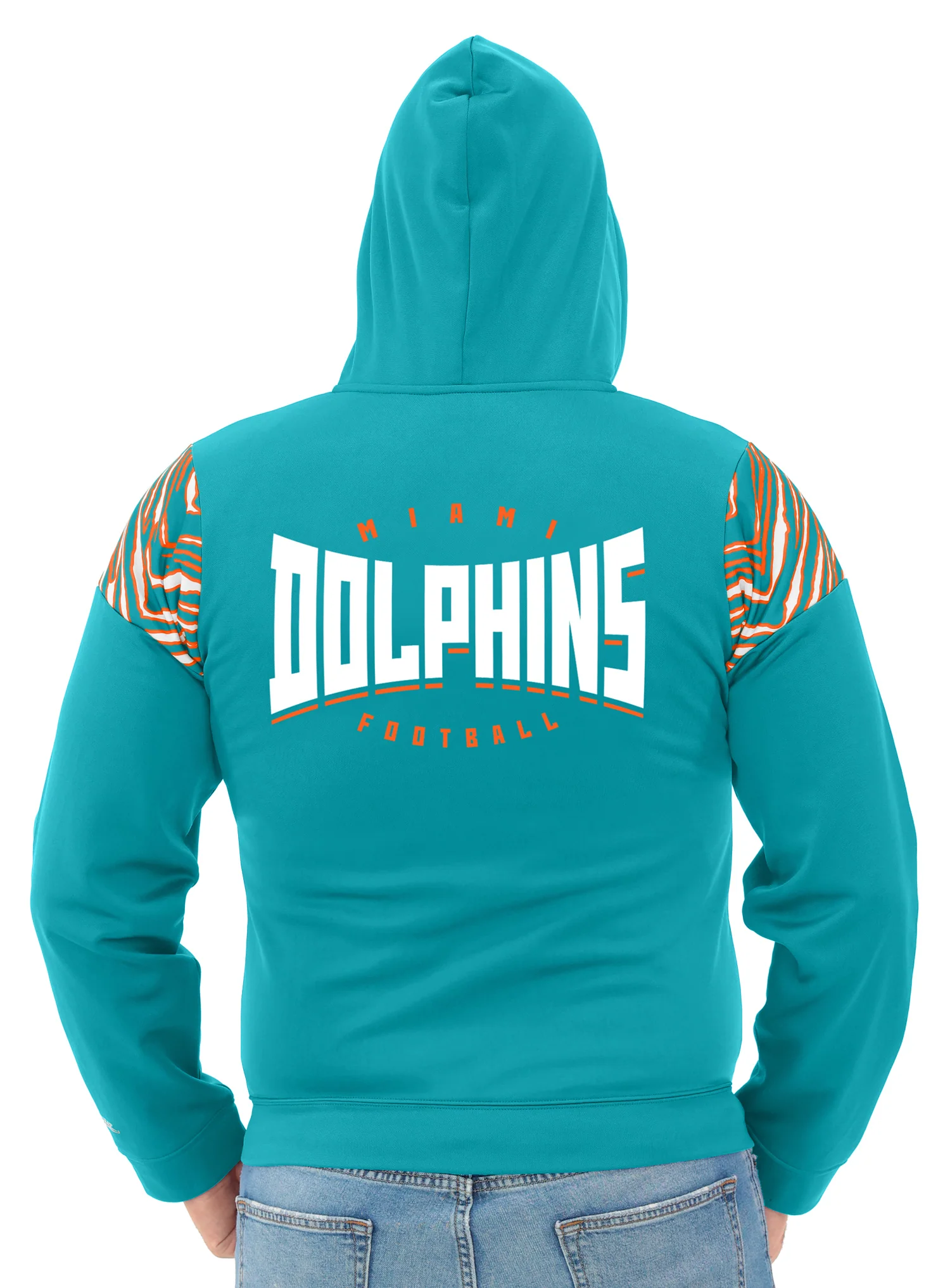 Zubaz NFL Men's Play Action 3 Color Zebra Bands and Hood Line Full Zip Hoodie, MIAMI DOLPHINS - Image 23