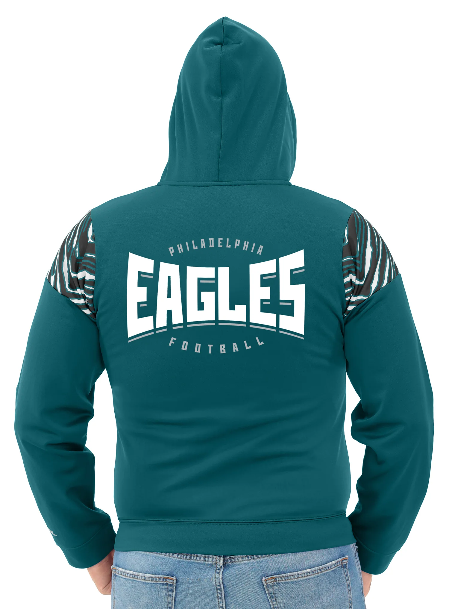 Zubaz NFL Men's Play Action 3 Color Zebra Bands and Hood Line Full Zip Hoodie, PHILADELPHIA EAGLES - Image 23