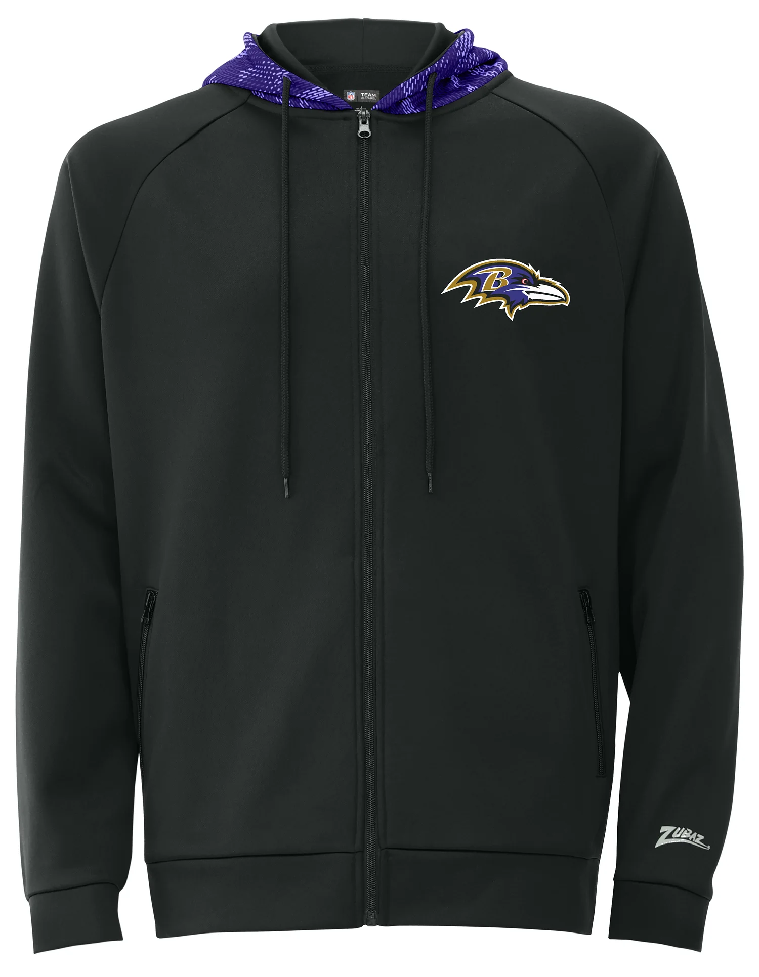 Zubaz NFL Men's Raglan Viper Hood Liner Full Zip Hoodie, BALTIMORE RAVENS - Image 15