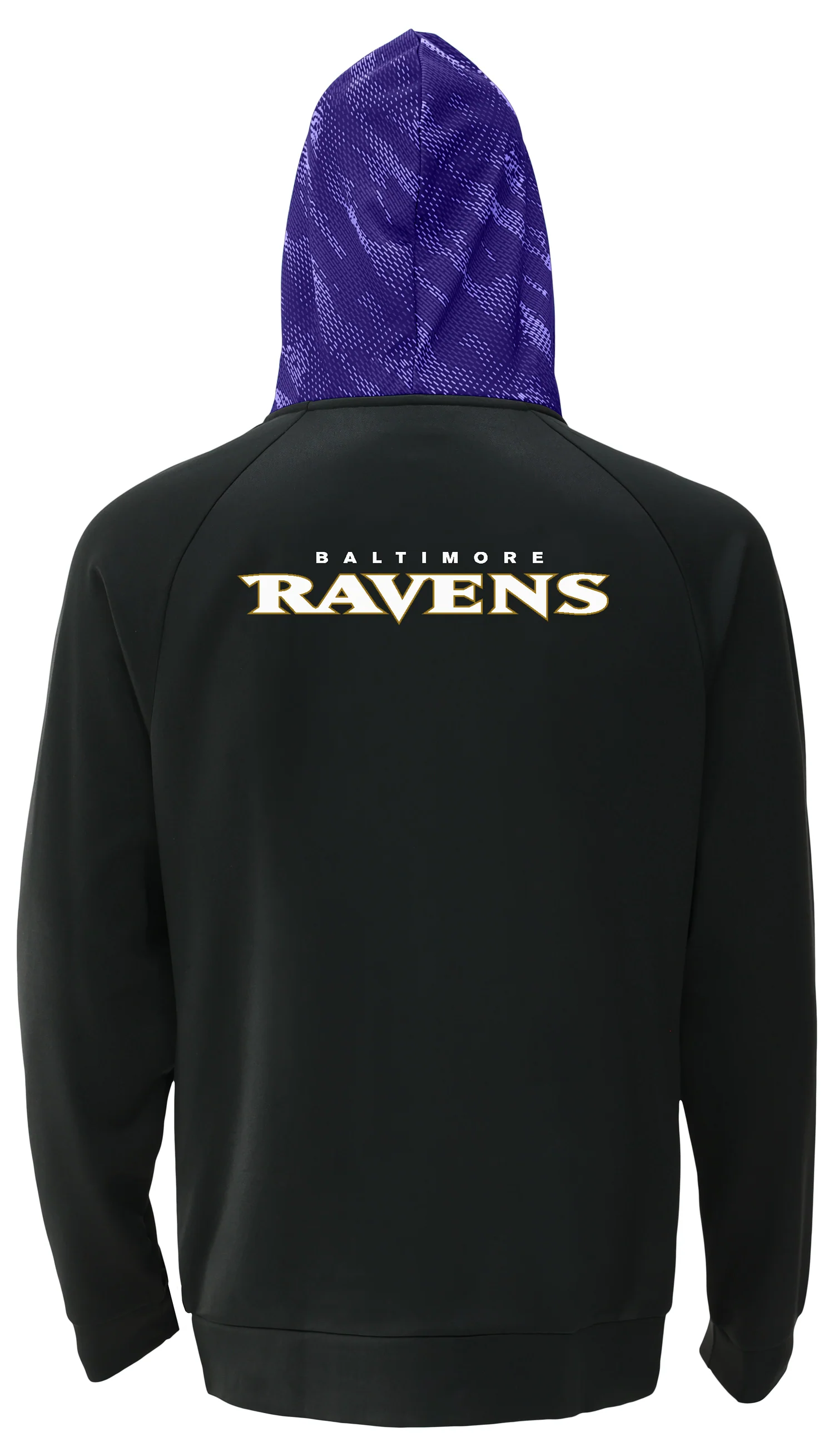 Zubaz NFL Men's Raglan Viper Hood Liner Full Zip Hoodie, BALTIMORE RAVENS - Image 4