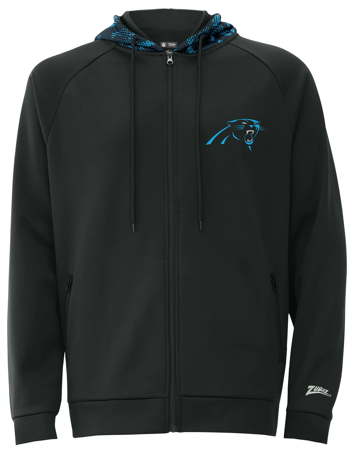 Zubaz NFL   Men's Raglan Viper Hood Liner Full Zip Hoodie, CAROLINA PANTHERS - Image 9