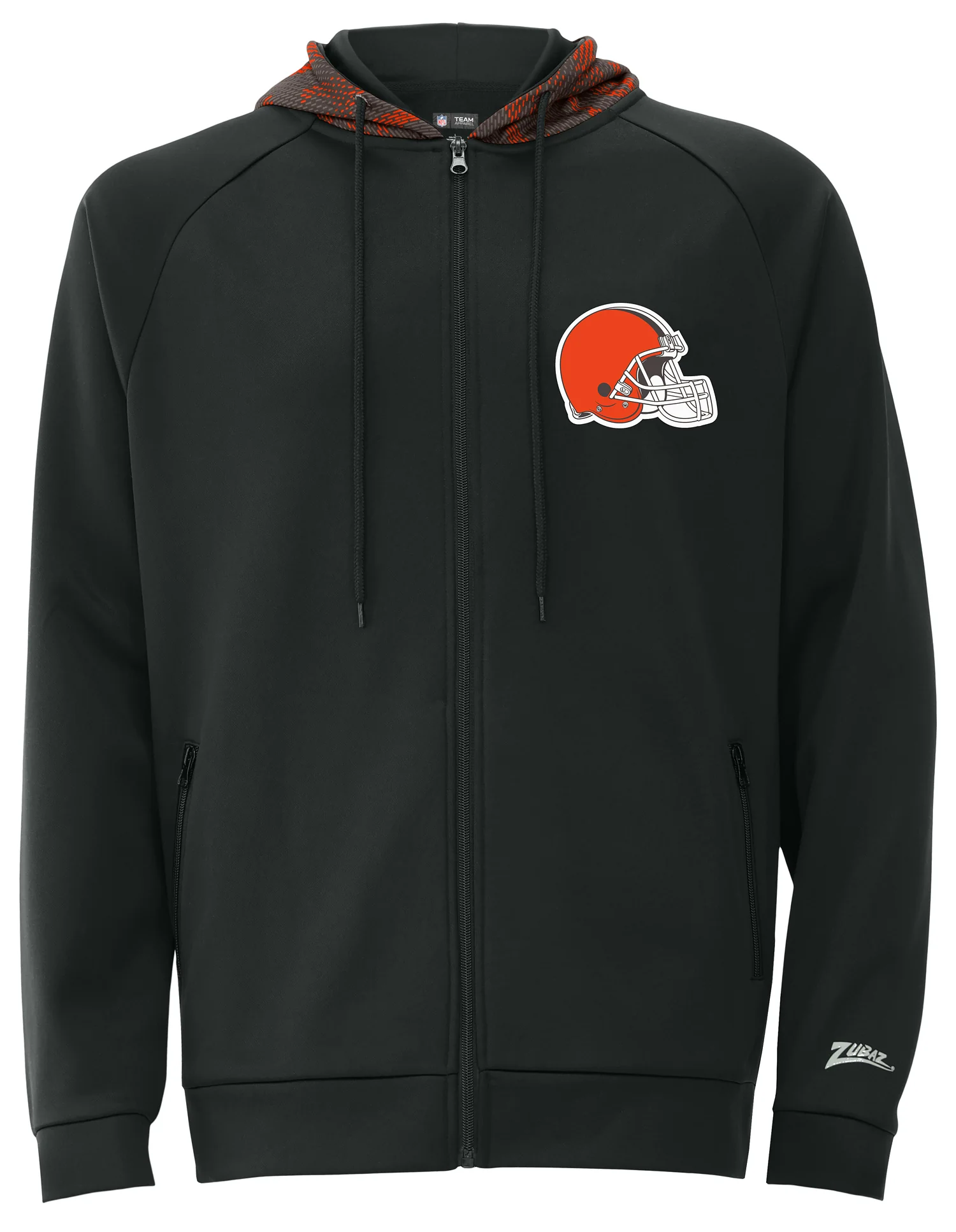 Zubaz NFL Men's Raglan Viper Hood Liner Full Zip Hoodie, CLEVELAND BROWNS - Image 5