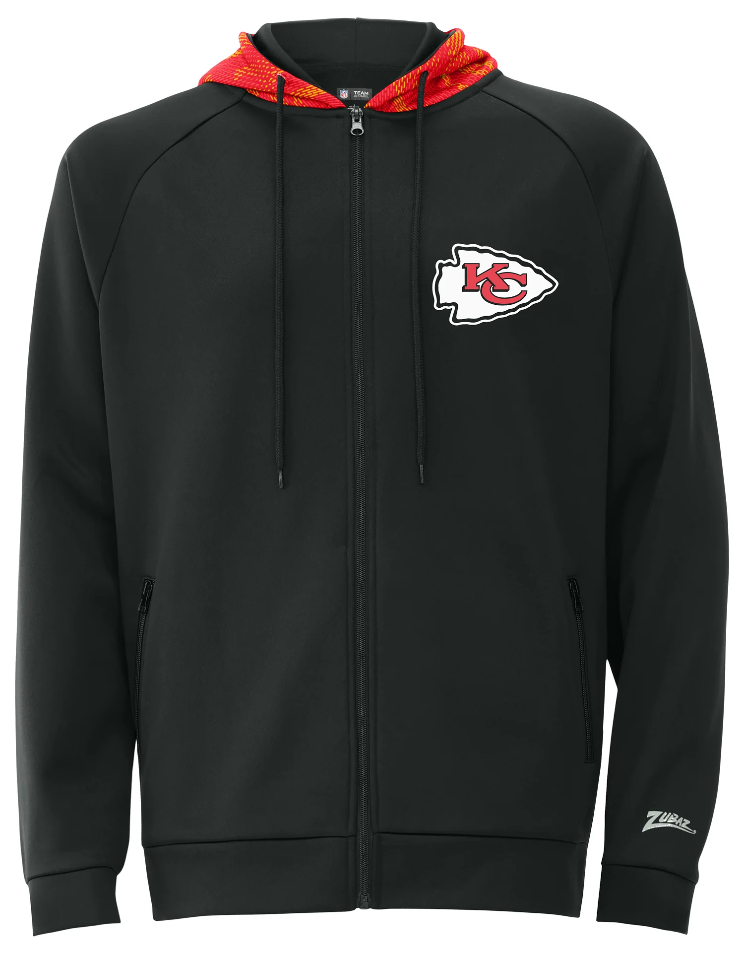 Zubaz NFL Men's Raglan Viper Hood Liner Full Zip Hoodie, KANSAS CITY CHIEFS - Image 9