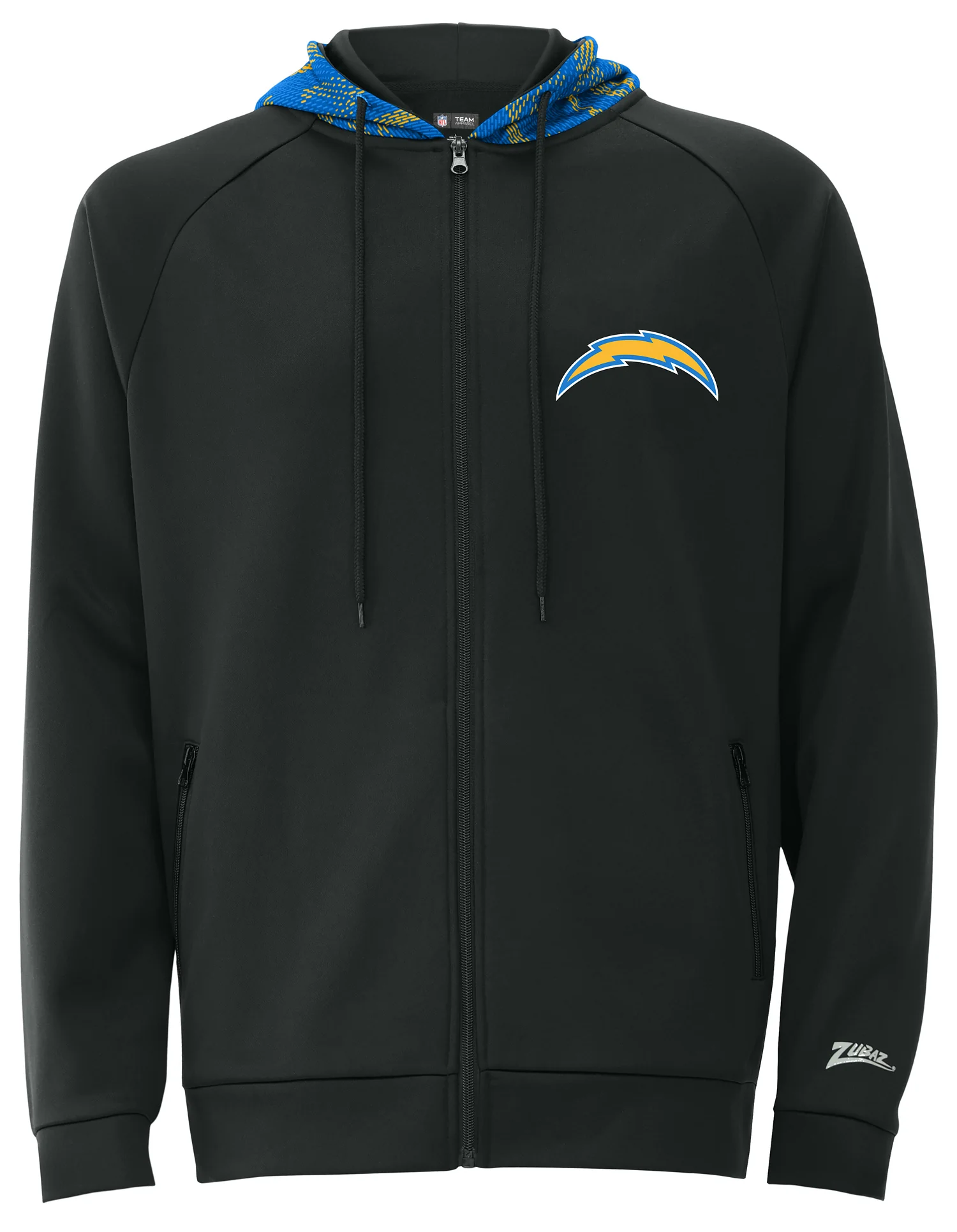 Zubaz NFL Men's Raglan Viper Hood Liner Full Zip Hoodie, LOS ANGELES CHARGERS - Image 9