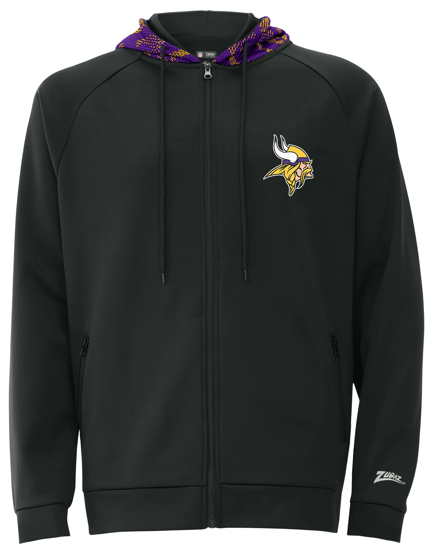 Zubaz NFL Men's Raglan Viper Hood Liner Full Zip Hoodie, MINNESOTA VIKINGS - Image 7