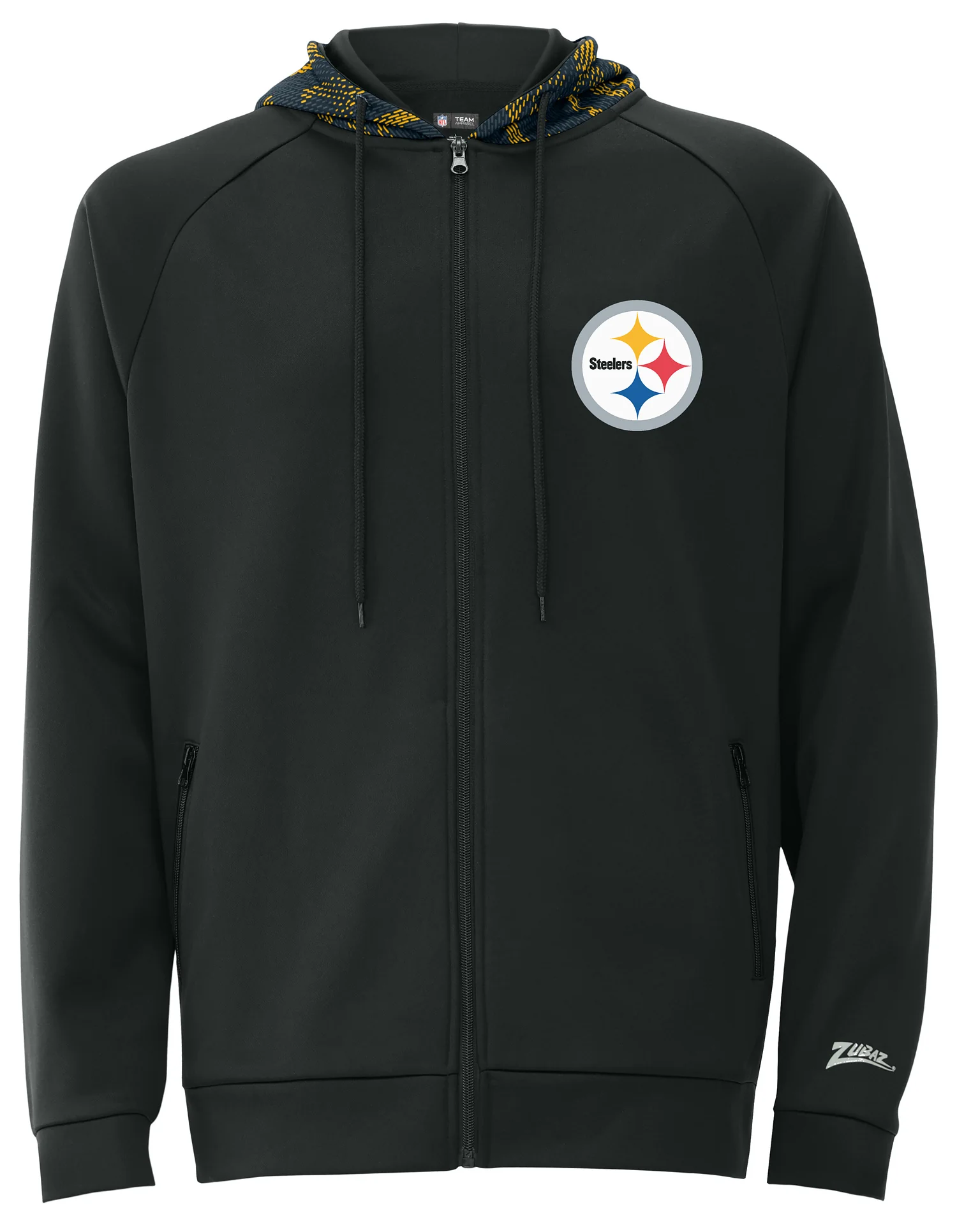 Zubaz NFL Men's Raglan Viper Hood Liner Full Zip Hoodie, PITTSBURGH STEELERS - Image 11