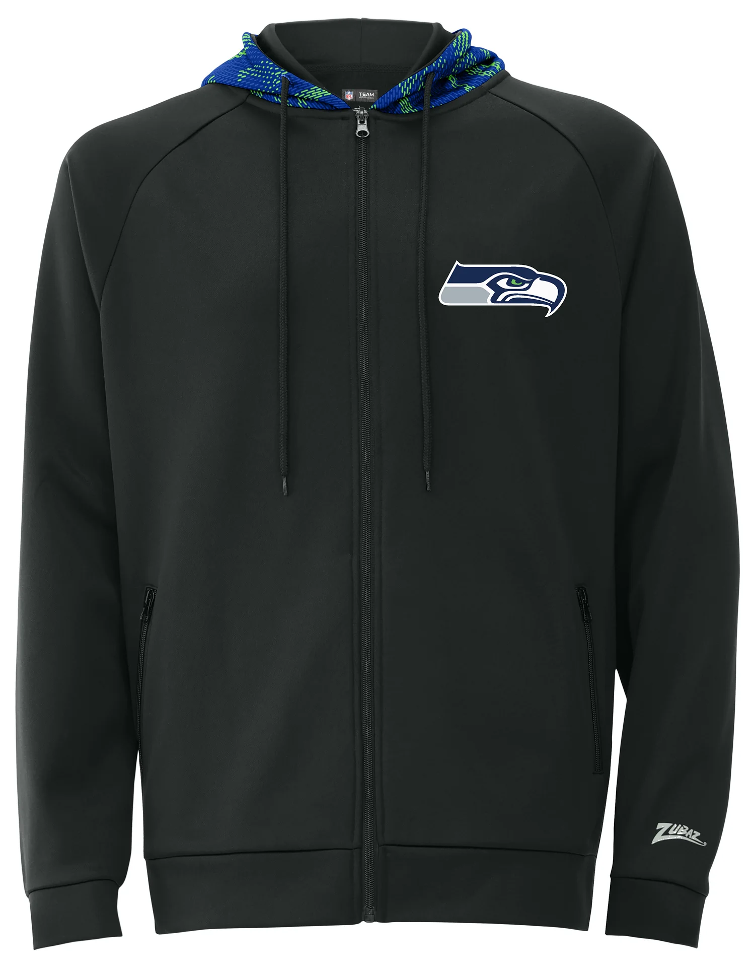 Zubaz NFL Men's Raglan Viper Hood Liner Full Zip Hoodie, SEATTLE SEAHAWKS - Image 17