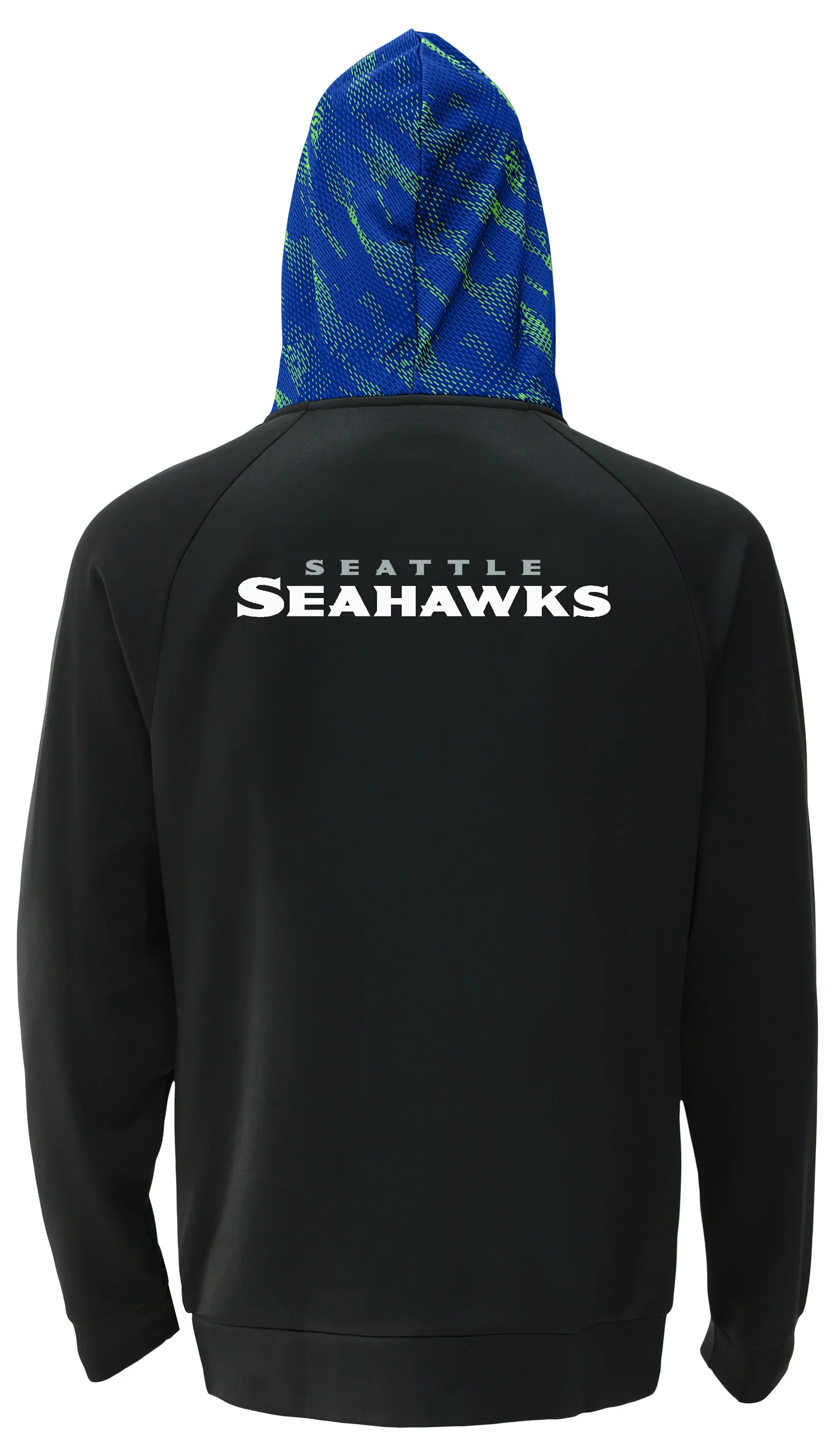 Zubaz NFL Men's Raglan Viper Hood Liner Full Zip Hoodie, SEATTLE SEAHAWKS - Image 6