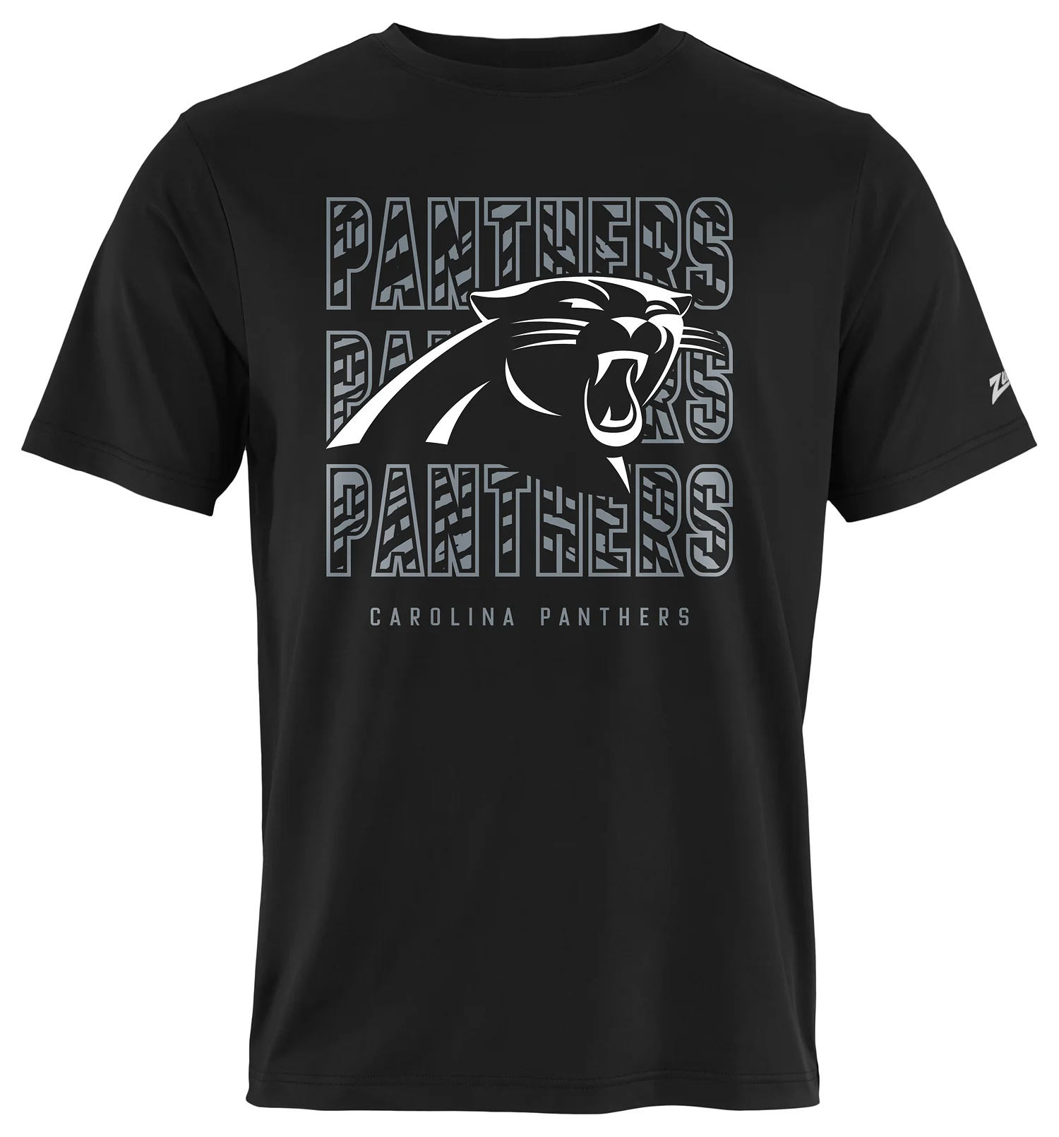 Zubaz NFL Men's Repeat Play Black Short Sleeve T-Shirt, Carolina Panthers