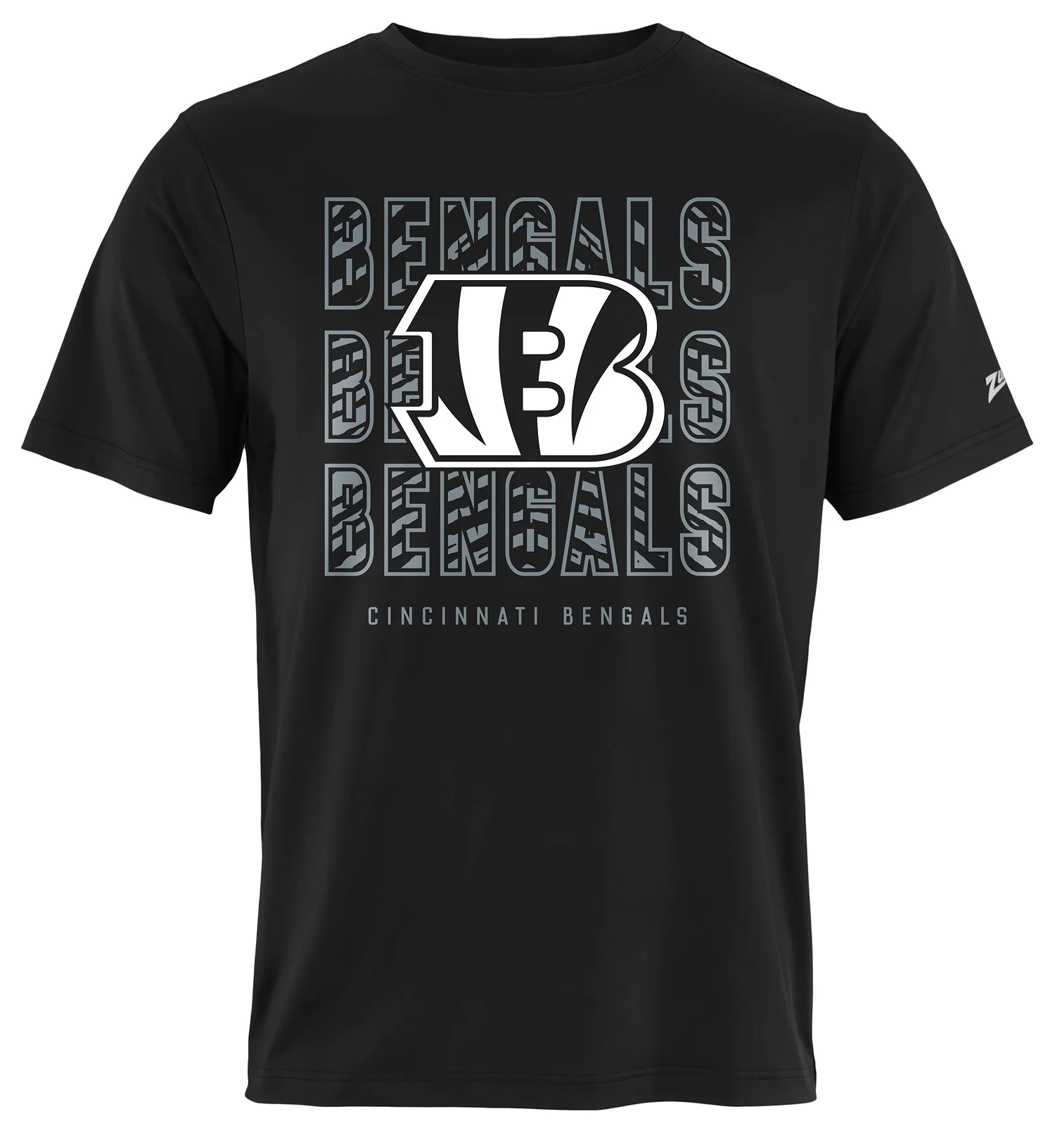 Zubaz NFL Men's Repeat Play Black Short Sleeve T-Shirt, Cincinnati Bengals