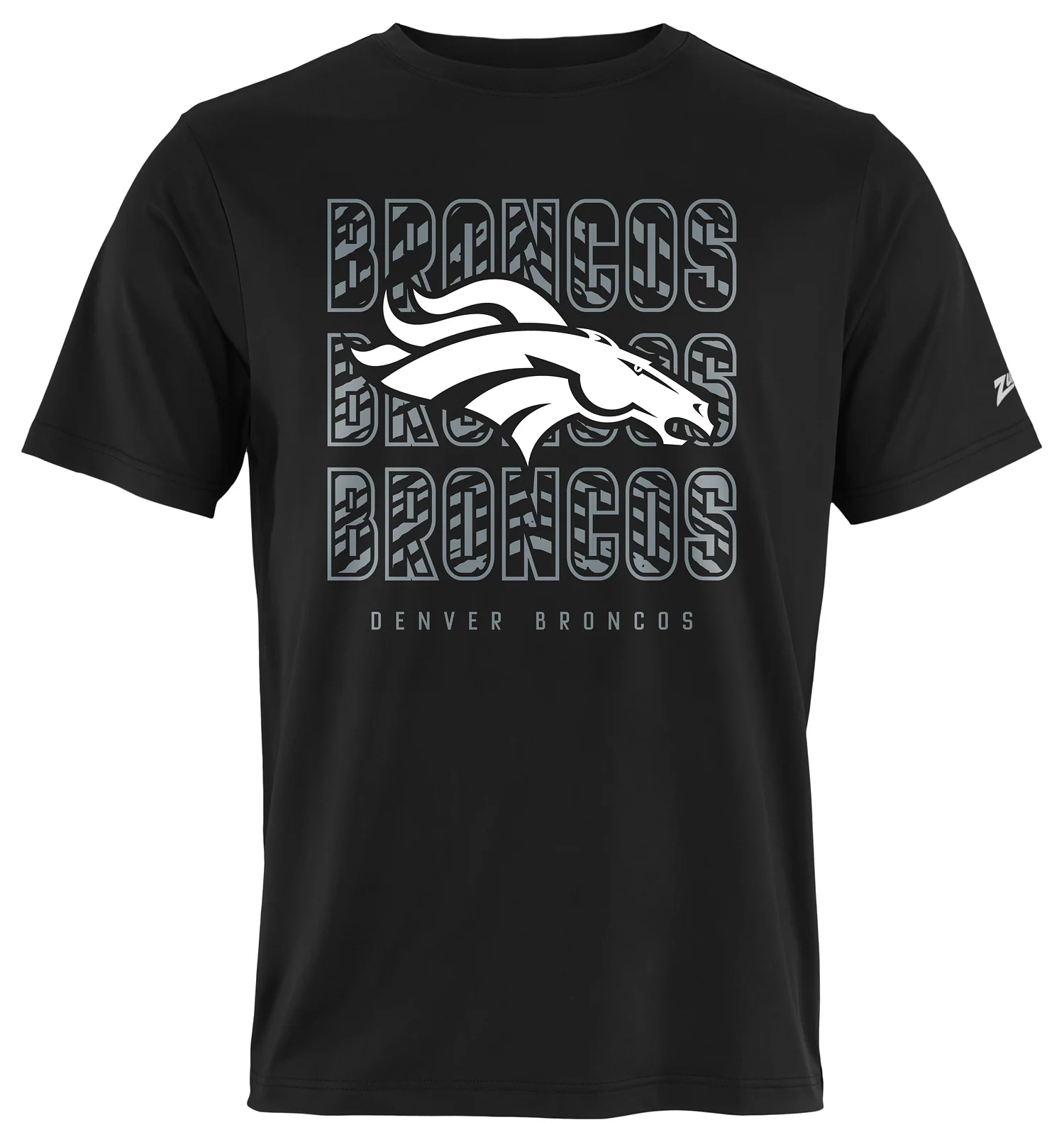 Zubaz NFL Men's Repeat Play Black Short Sleeve T-Shirt, Denver Broncos