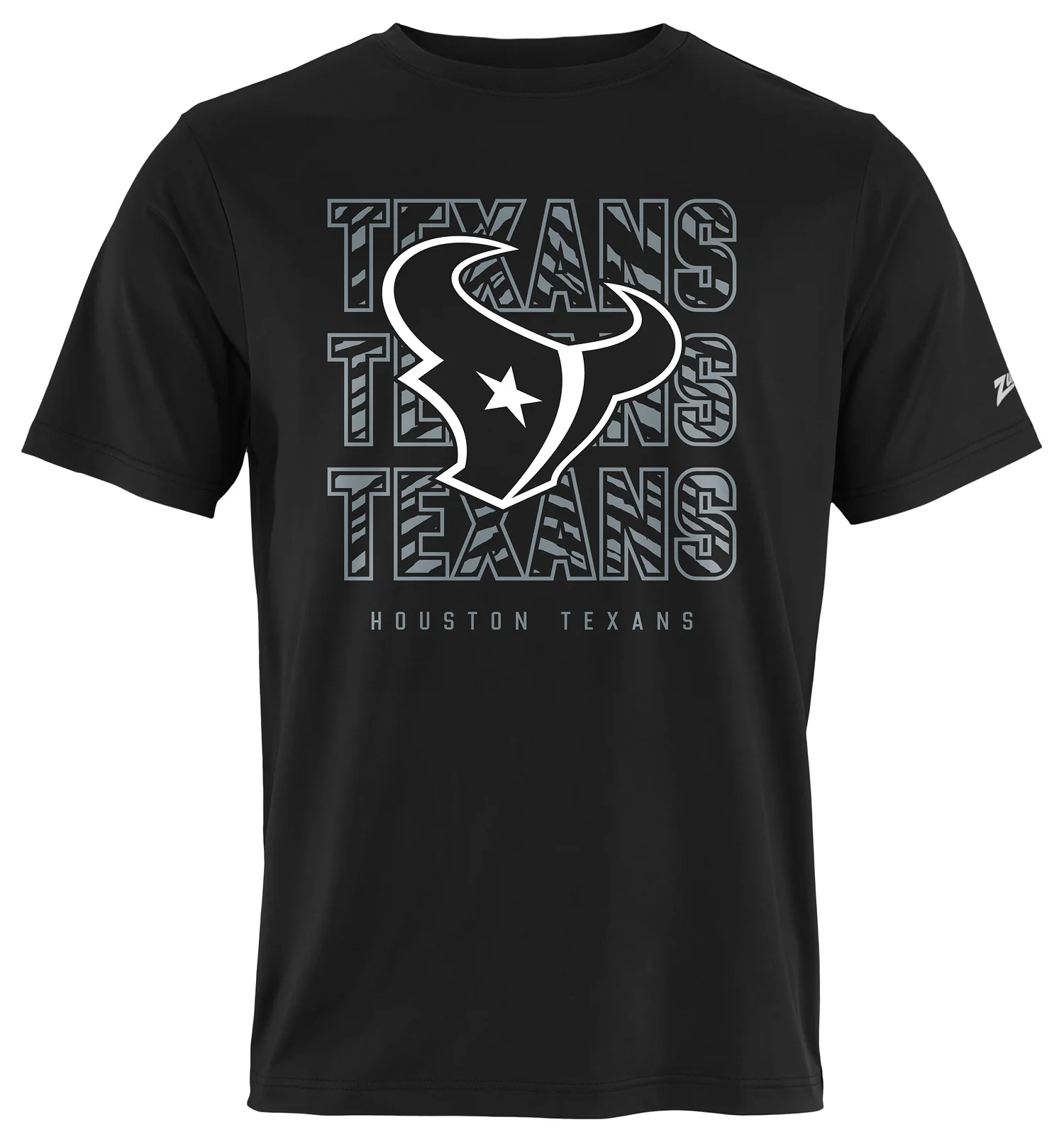 Zubaz NFL Men's Repeat Play Black Short Sleeve T-Shirt, Houston Texans
