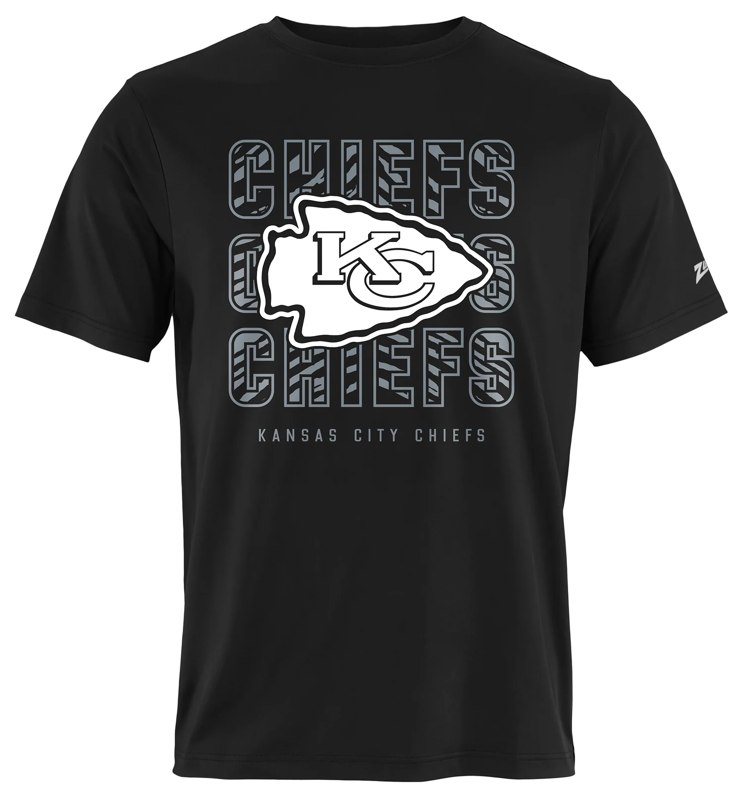 Zubaz NFL Men's Repeat Play Black Short Sleeve T-Shirt, Kansas City Chiefs