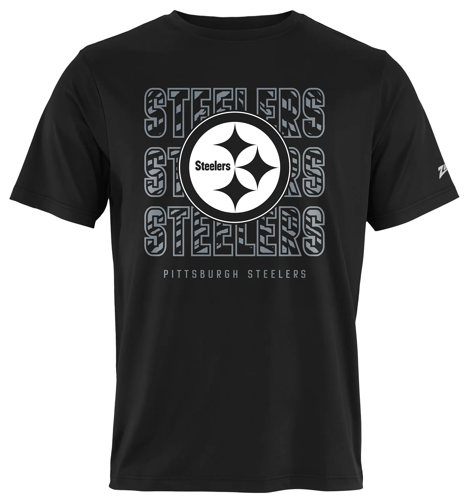 Zubaz NFL Men's Repeat Play Black Short Sleeve T-Shirt, Pittsburgh Steelers