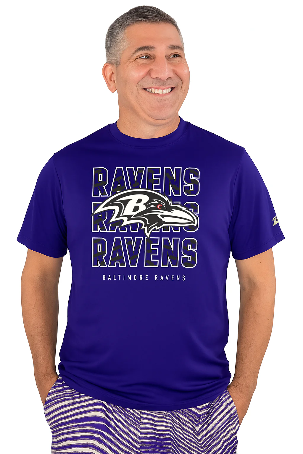 Zubaz NFL Men's Repeat Play Primary Team Color Short Sleeve T-Shirt, Baltimore Ravens - Image 45