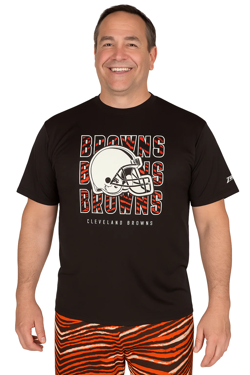 Zubaz NFL Men's Repeat Play Primary Team Color Short Sleeve T-Shirt, Cleveland Browns - Image 10