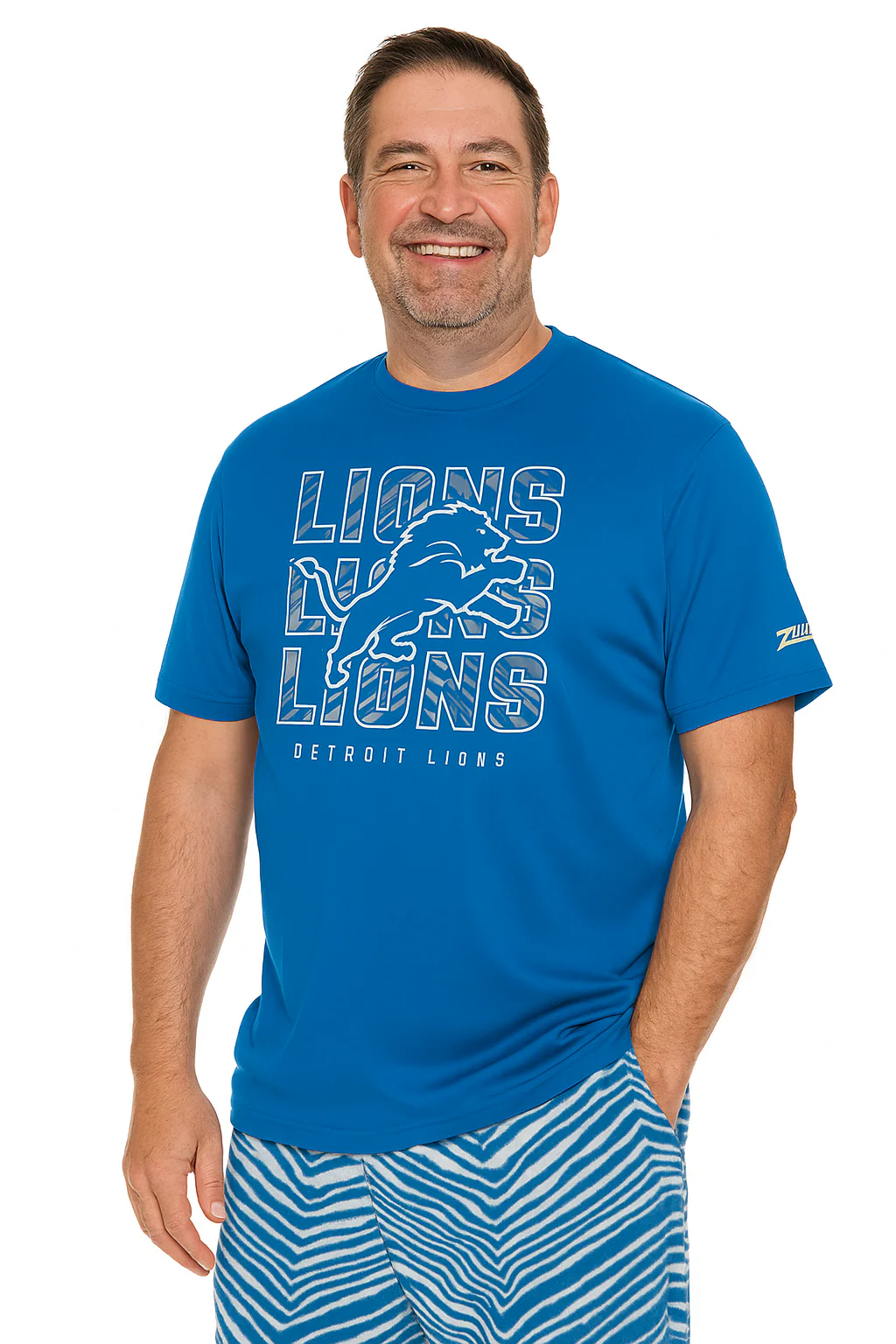 Zubaz NFL Men's Repeat Play Primary Team Color Short Sleeve T-Shirt, Detroit Lions - Image 30