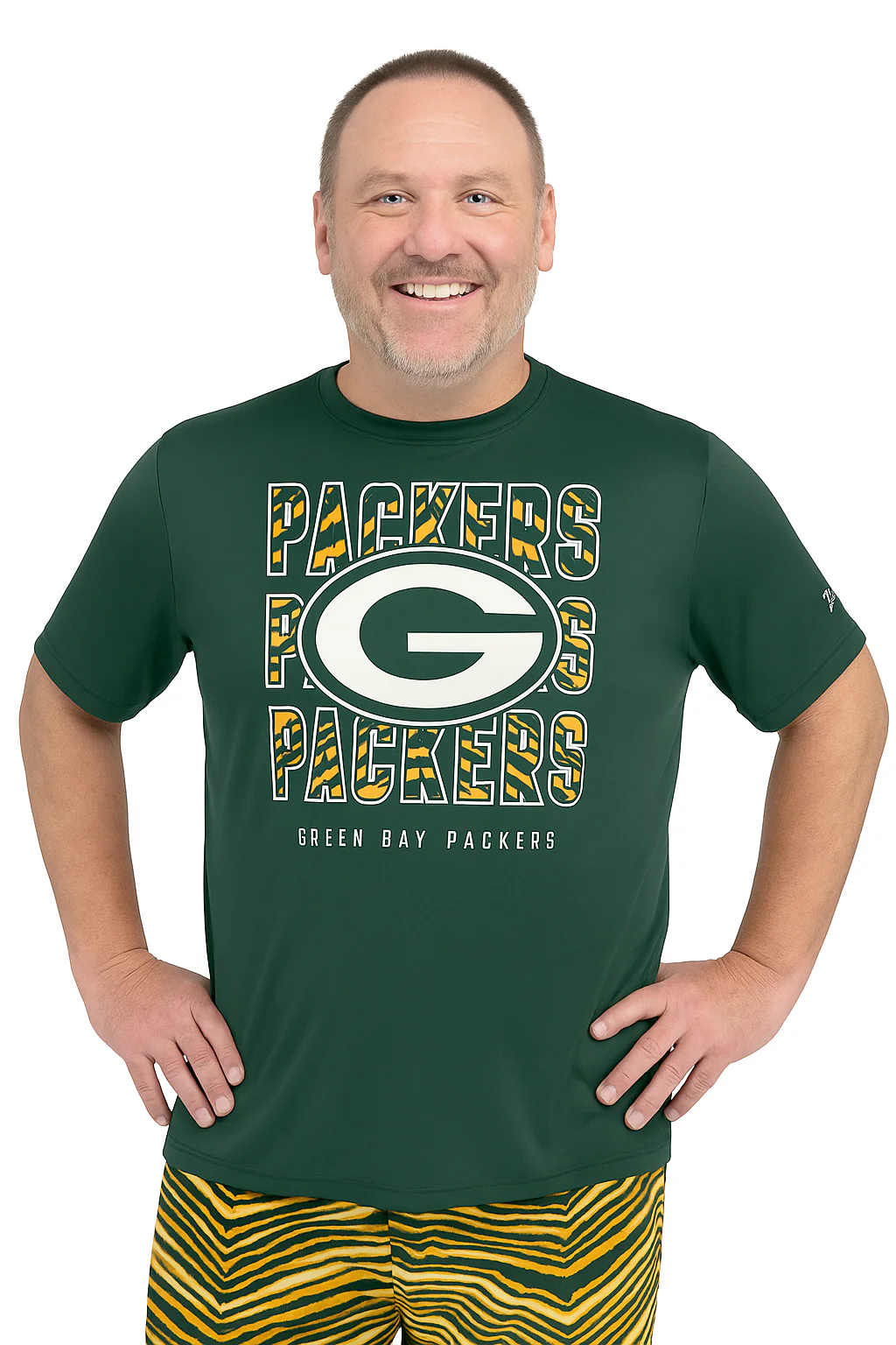 Zubaz NFL Men's Repeat Play Primary Team Color Short Sleeve T-Shirt, Green Bay Packers - Image 25