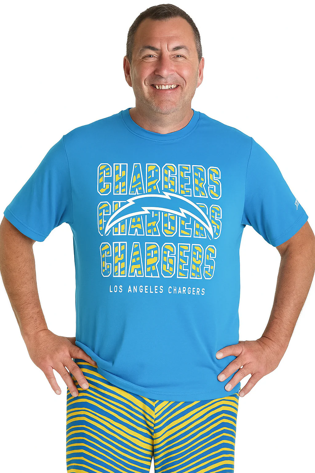 Zubaz NFL Men's Repeat Play Primary Team Color Short Sleeve T-Shirt, Los Angeles Chargers - Image 25