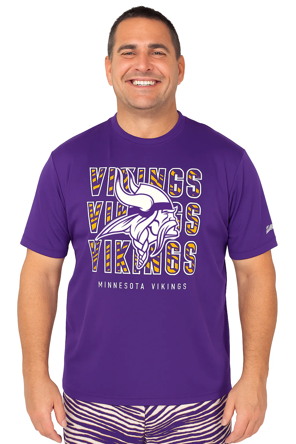 Zubaz NFL Men's Repeat Play Primary Team Color Short Sleeve T-Shirt, Minnesota Vikings - Image 45