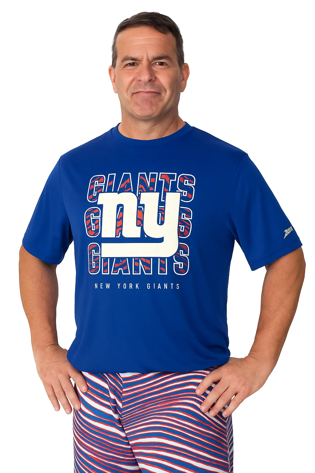 Zubaz NFL Men's Repeat Play Primary Team Color Short Sleeve T-Shirt, New York Giants - Image 45