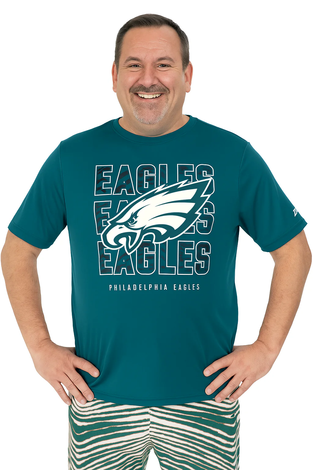 Zubaz NFL Men's Repeat Play Primary Team Color Short Sleeve T-Shirt, Philadelphia Eagles - Image 10