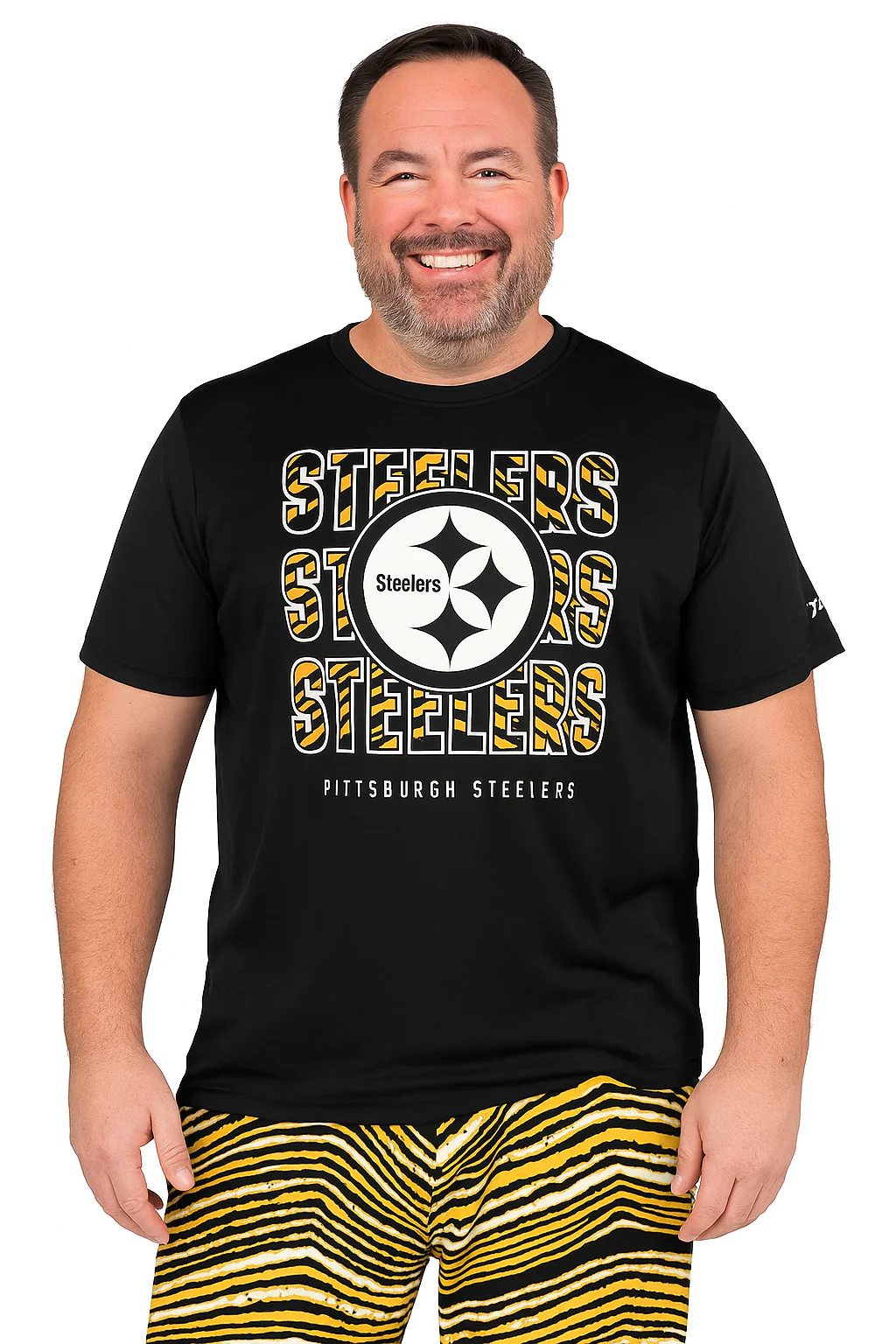 Zubaz NFL Men's Repeat Play Primary Team Color Short Sleeve T-Shirt, Pittsburgh Steelers - Image 10