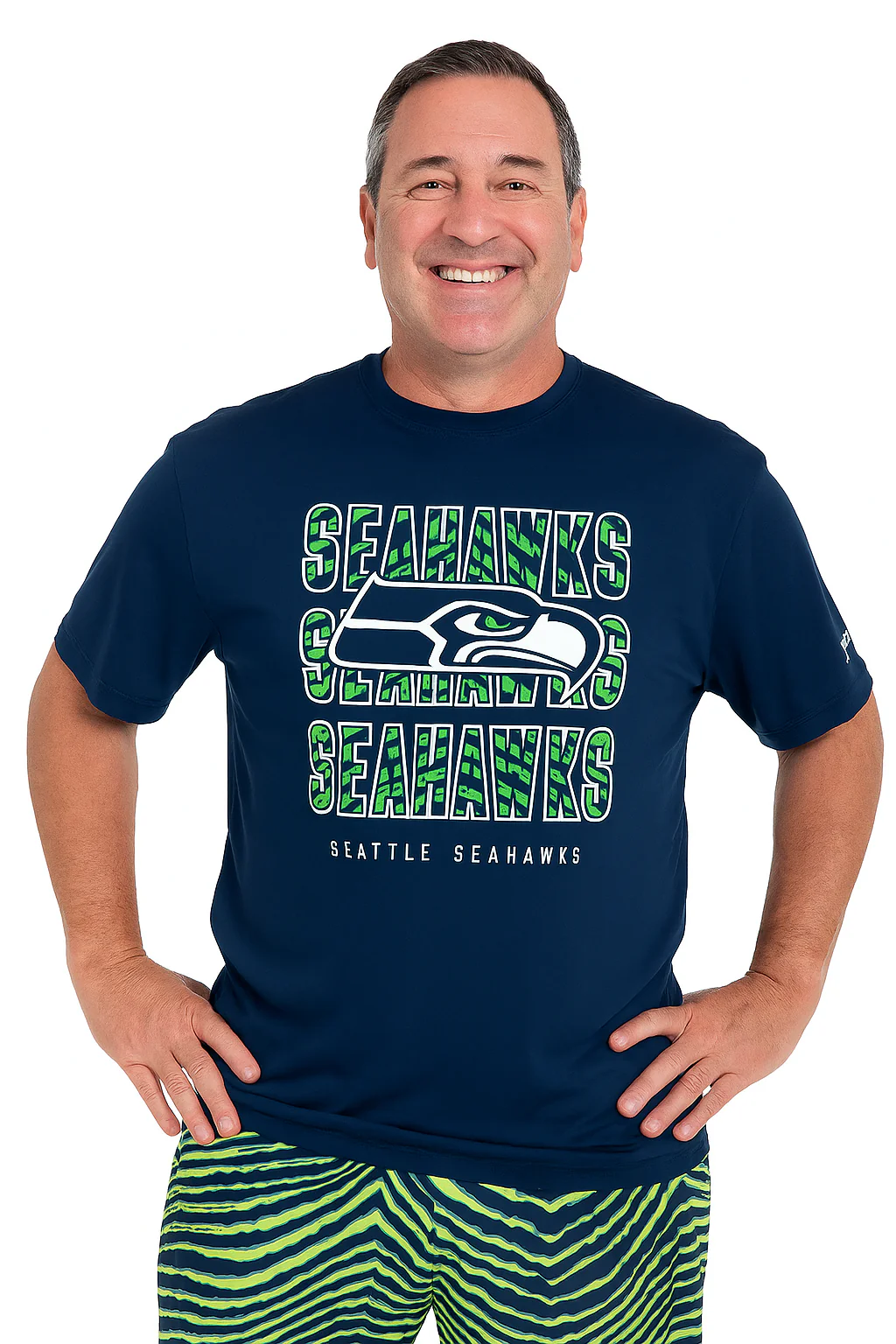 Zubaz NFL Men's Repeat Play Primary Team Color Short Sleeve T-Shirt, Seattle Seahawks - Image 25