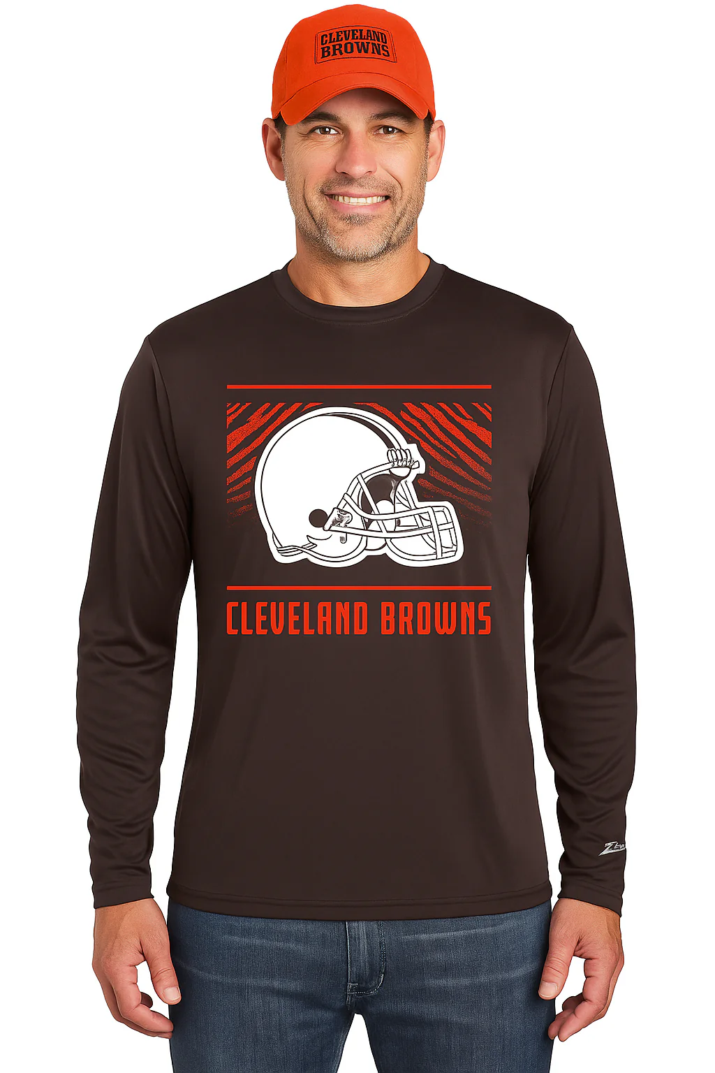 Zubaz NFL Men's Team Color Tunnel Long Sleeve T-Shirt, Cleveland Browns - Image 15