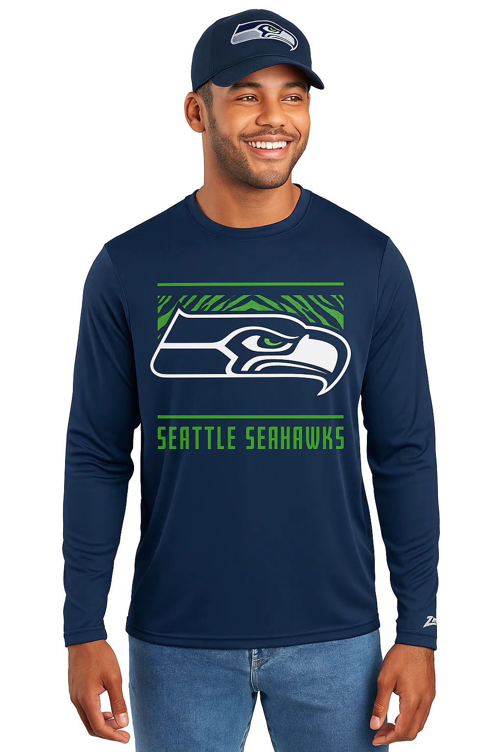 Zubaz NFL Men's Team Color Tunnel Long Sleeve T-Shirt, Seattle Seahawks - Image 40