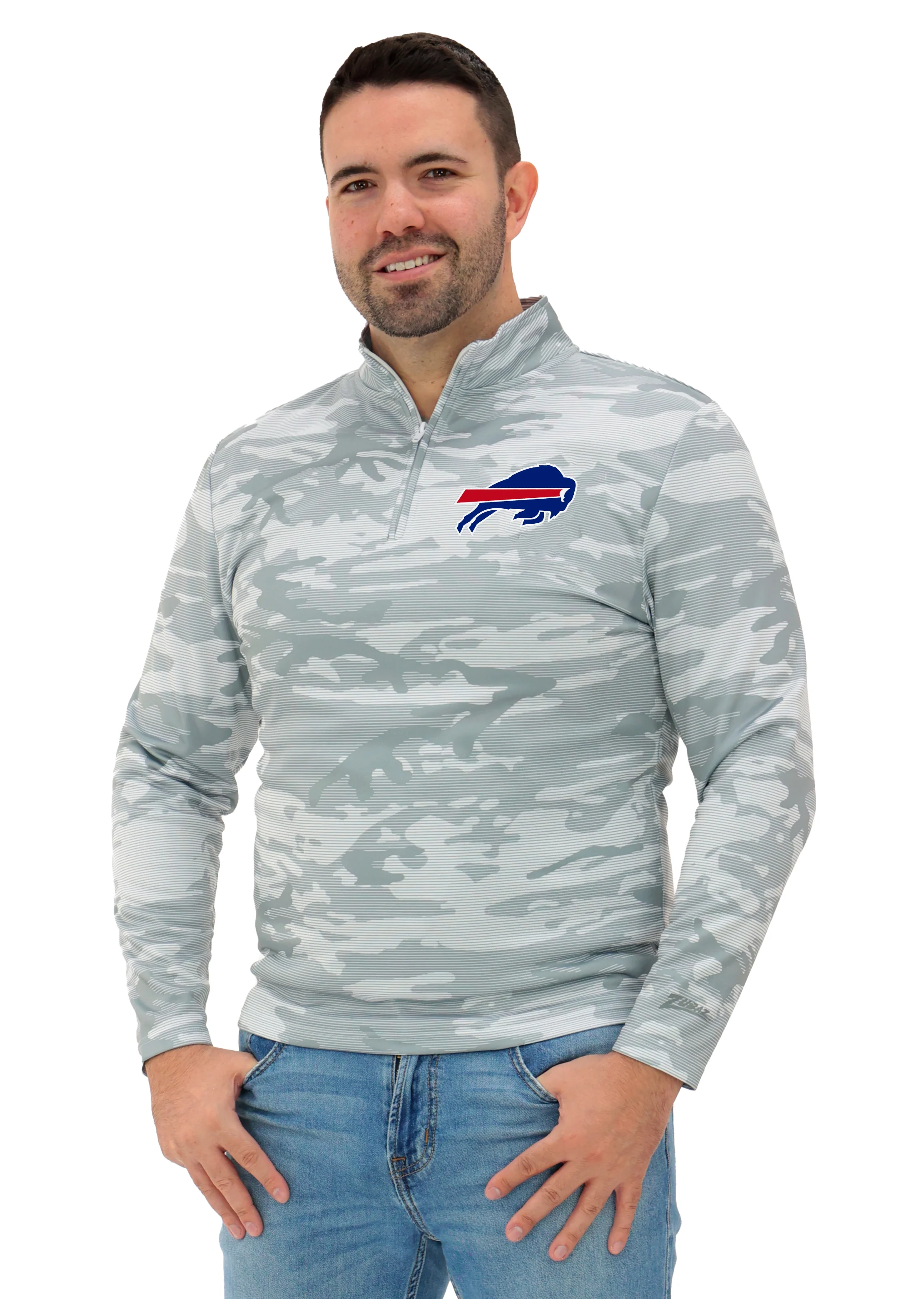 Zubaz NFL Men's Tonal Camo Line 1/4 Zip, BUFFALO BILLS - Image 13