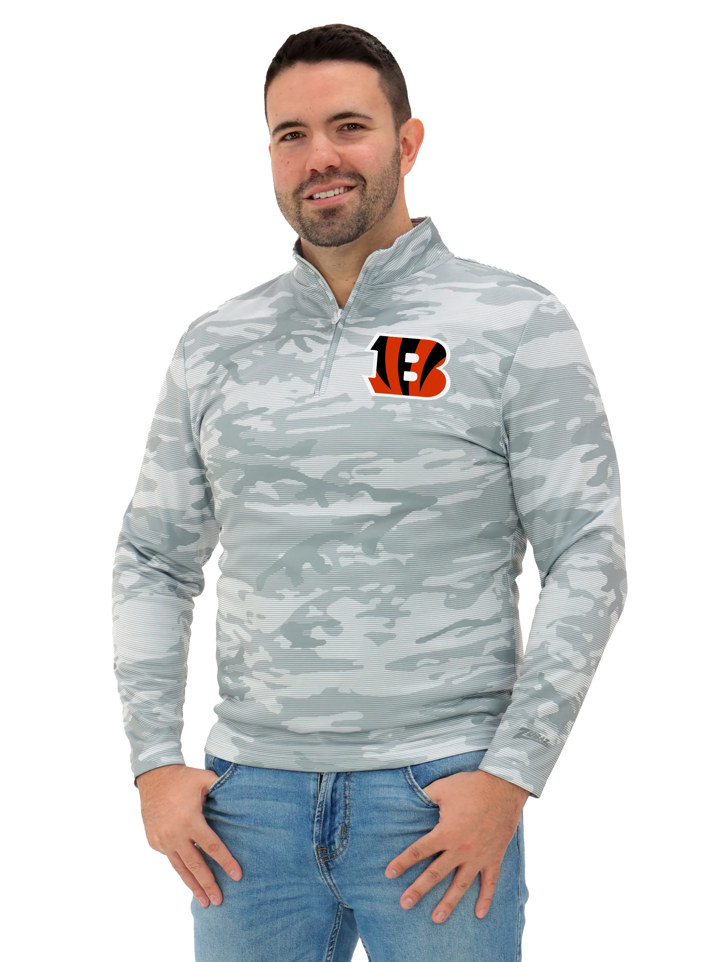 Zubaz NFL Men's Tonal Camo Line 1/4 Zip, CINCINNATI BENGALS - Image 13