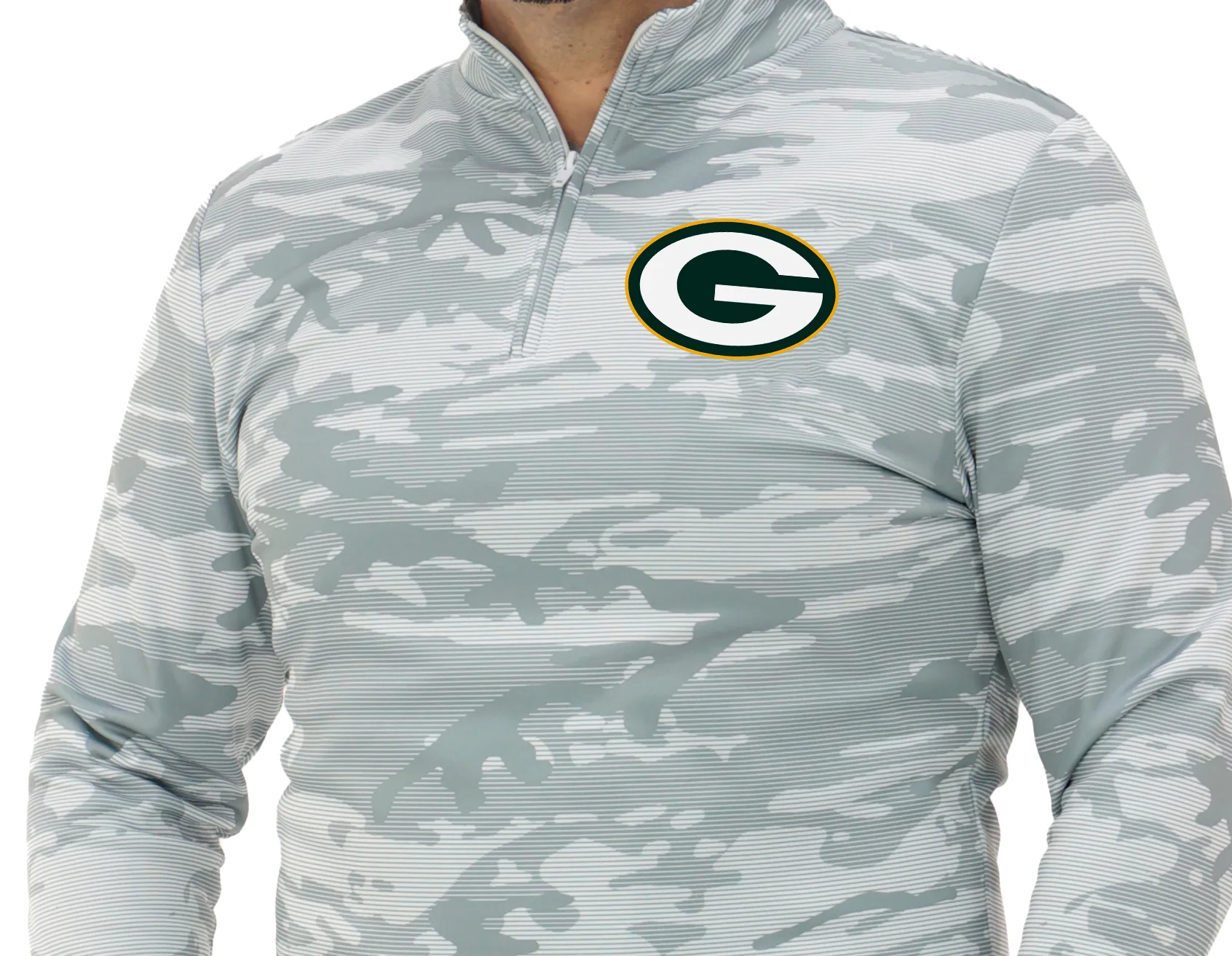 Zubaz NFL Men's Tonal Camo Line 1/4 Zip, GREEN BAY PACKERS - Image 32