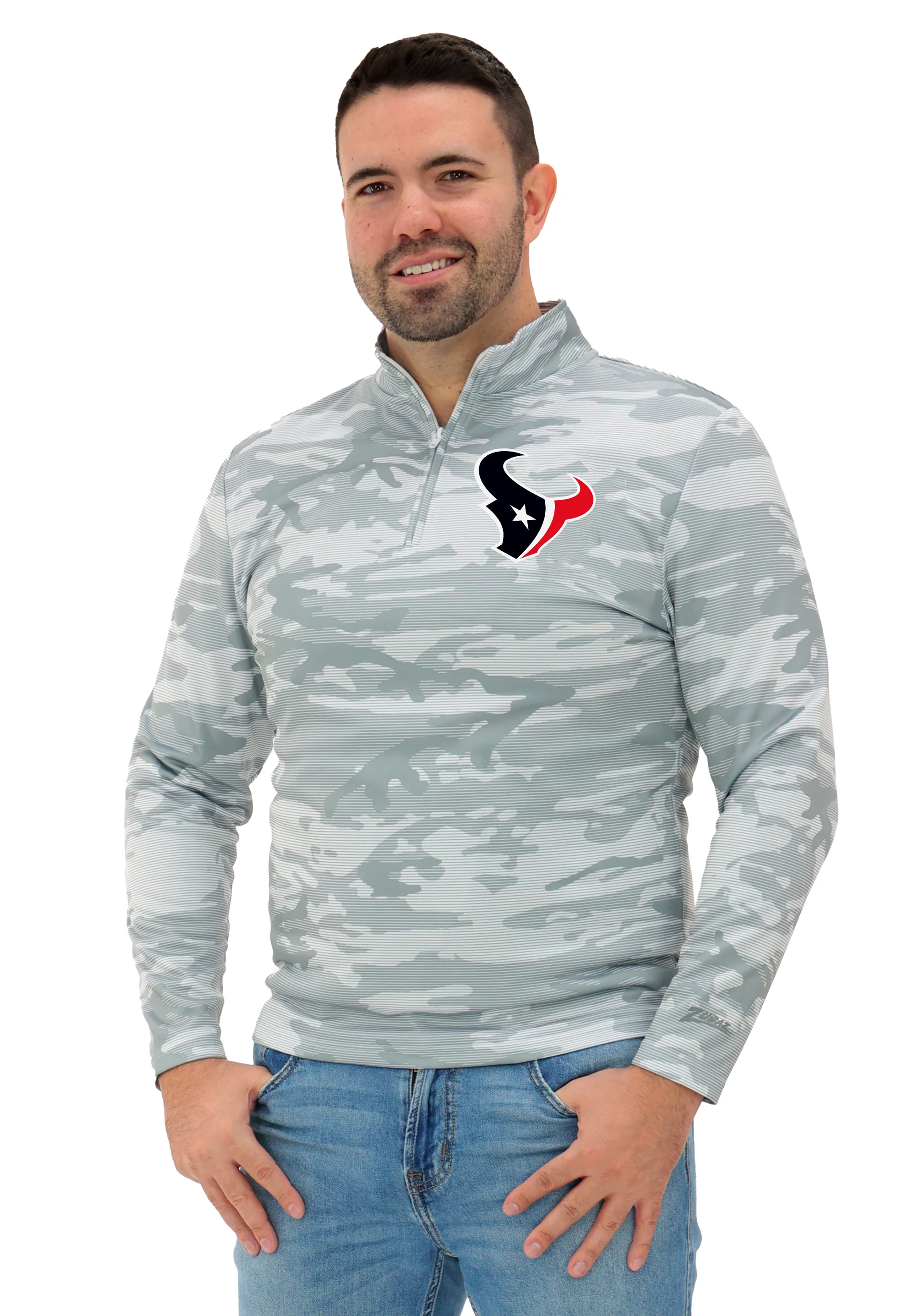 Zubaz NFL Men's Tonal Camo Line 1/4 Zip, HOUSTON TEXANS - Image 37