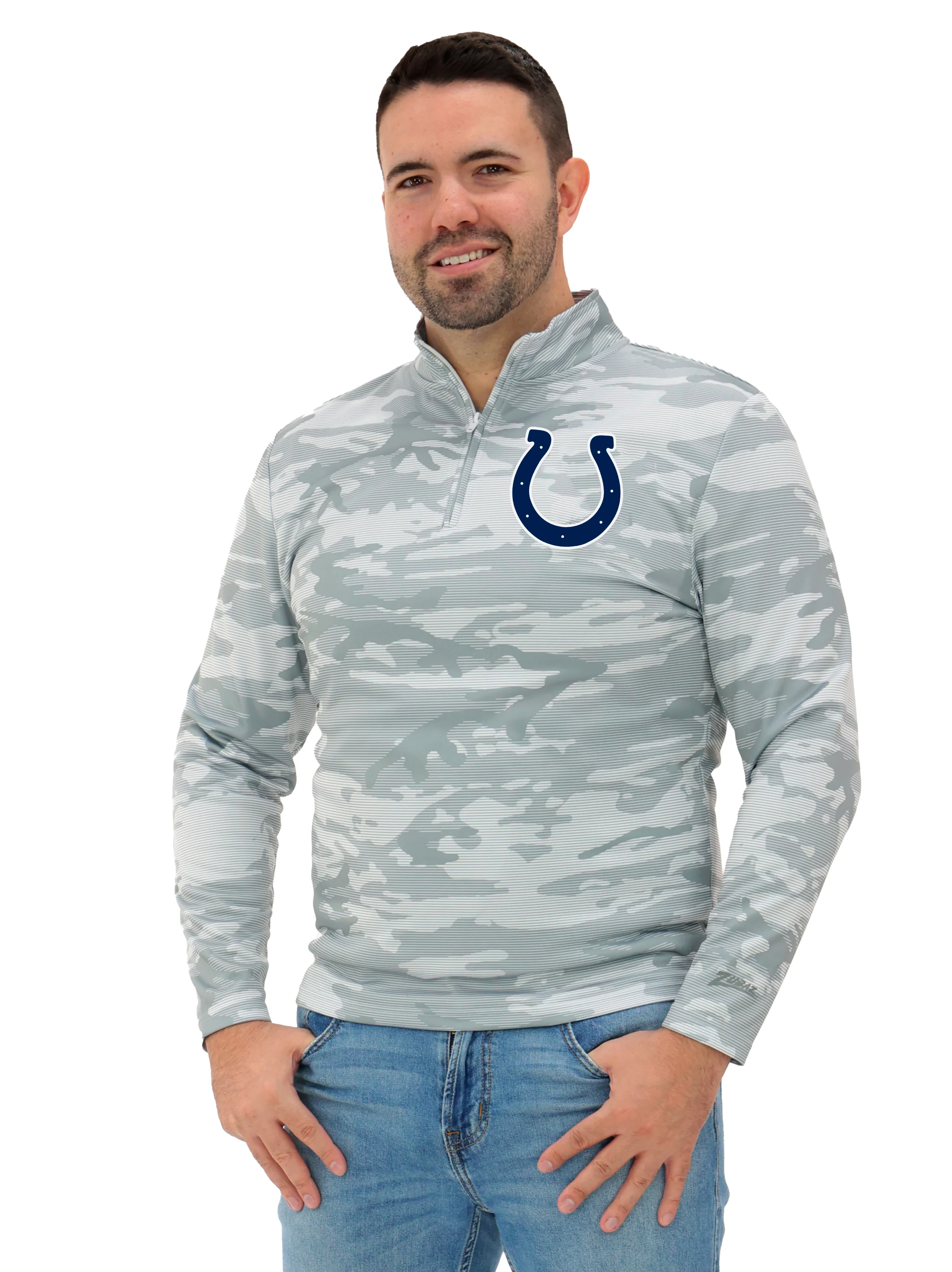Zubaz NFL Men's Tonal Camo Line 1/4 Zip, INDIANAPOLIS COLTS - Image 2