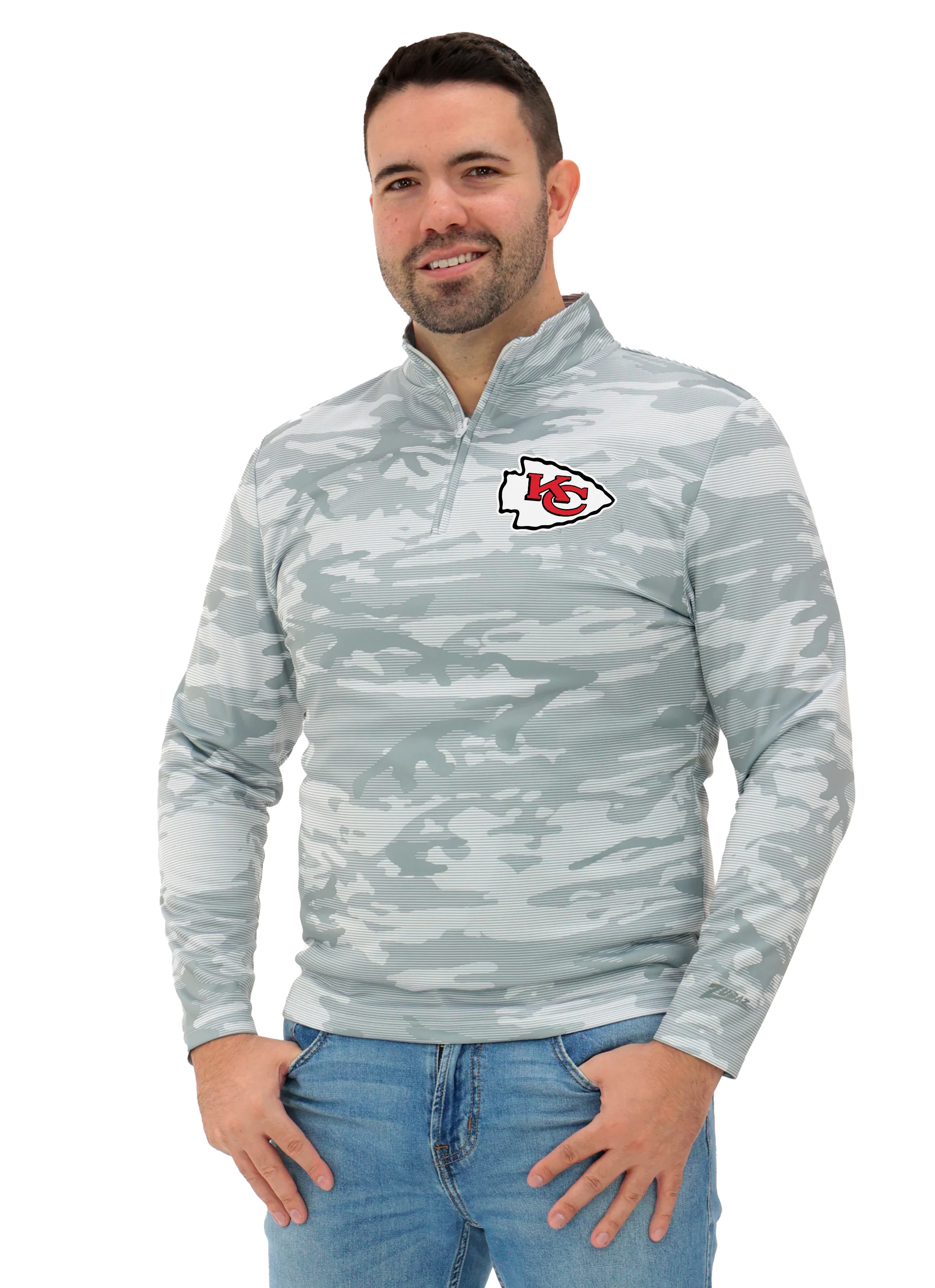 Zubaz NFL Men's Tonal Camo Line 1/4 Zip, KANSAS CITY CHIEFS - Image 2