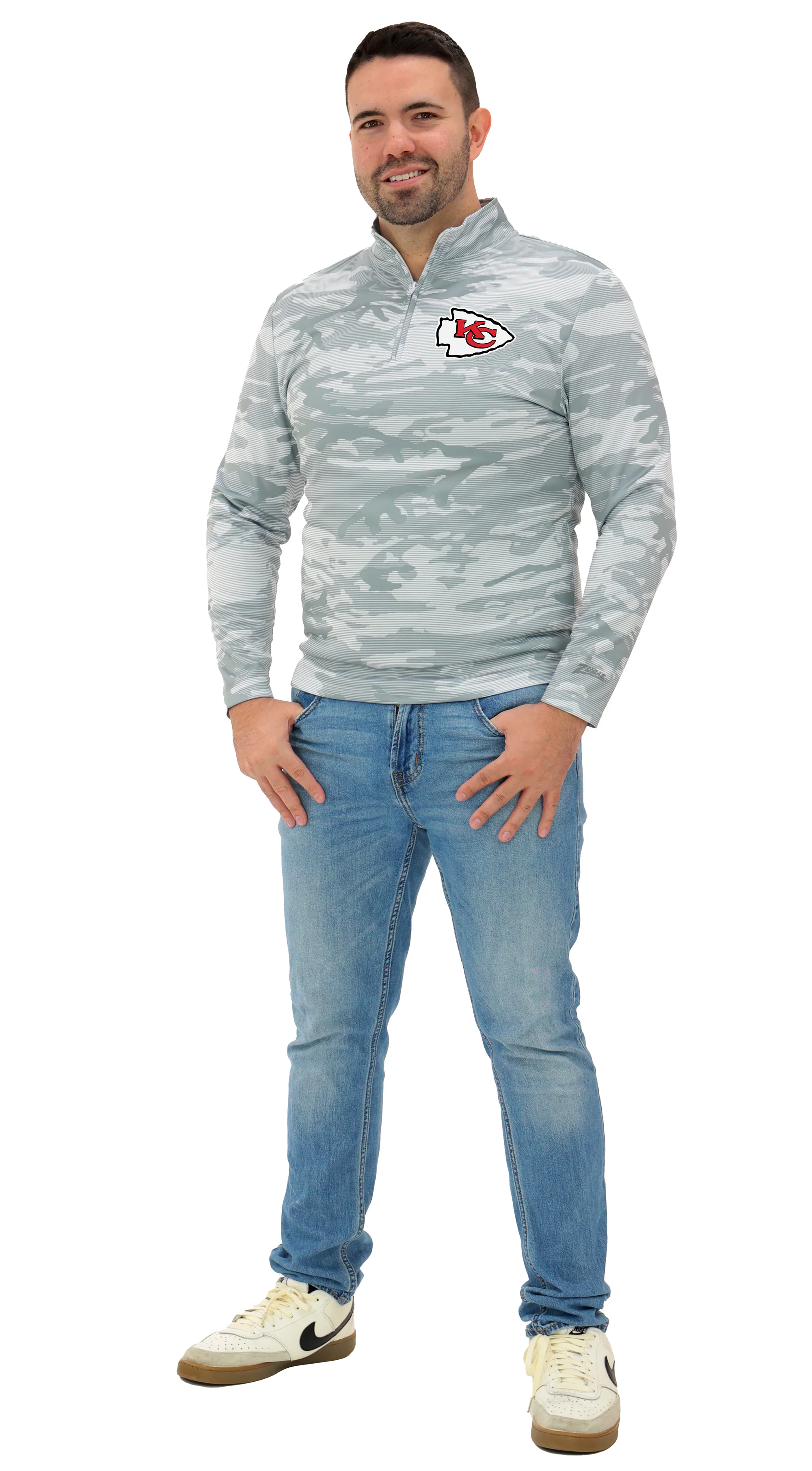 Zubaz NFL Men's Tonal Camo Line 1/4 Zip, KANSAS CITY CHIEFS - Image 9