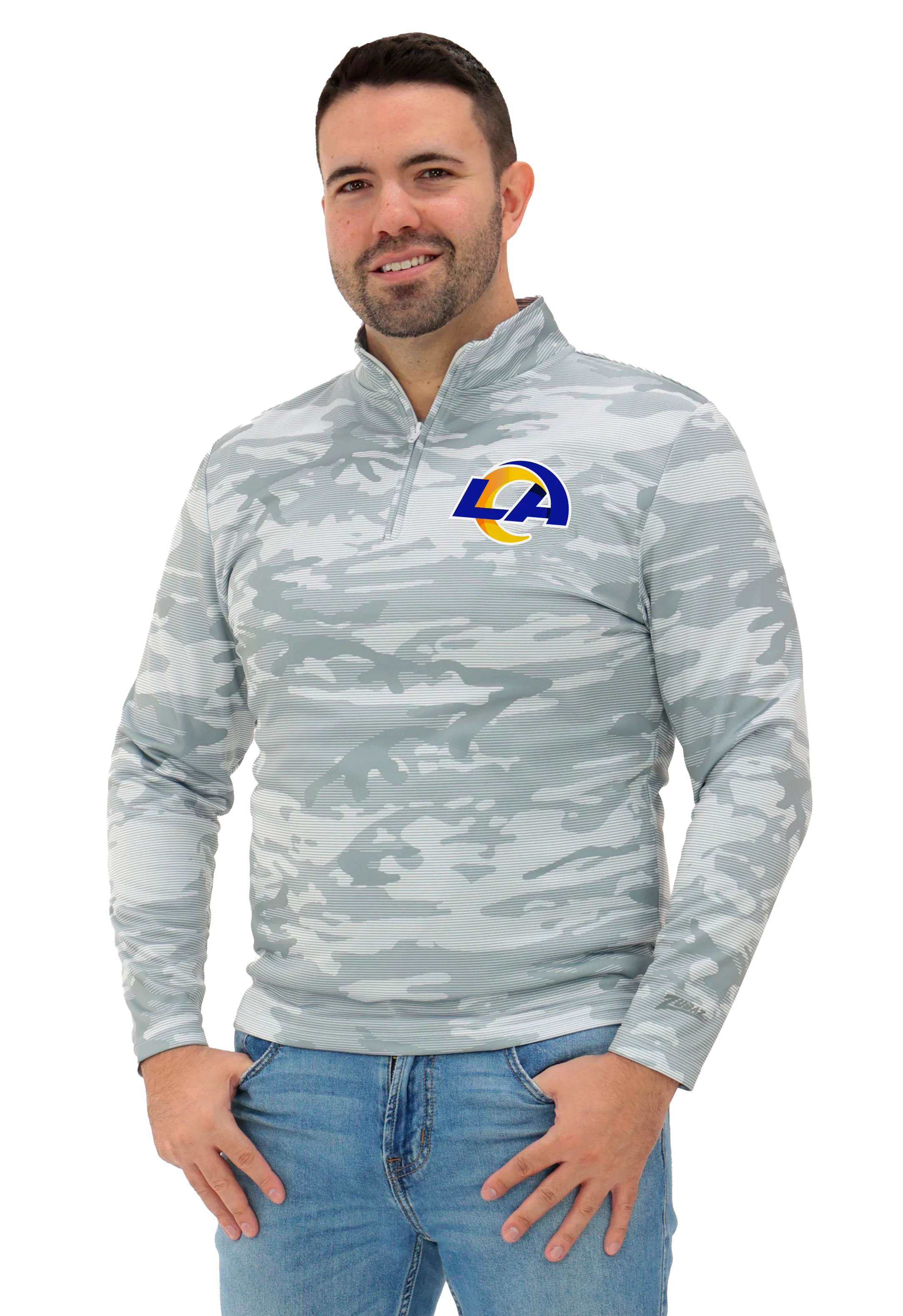 Zubaz NFL Men's Tonal Camo Line 1/4 Zip, LOS ANGELES RAMS - Image 13