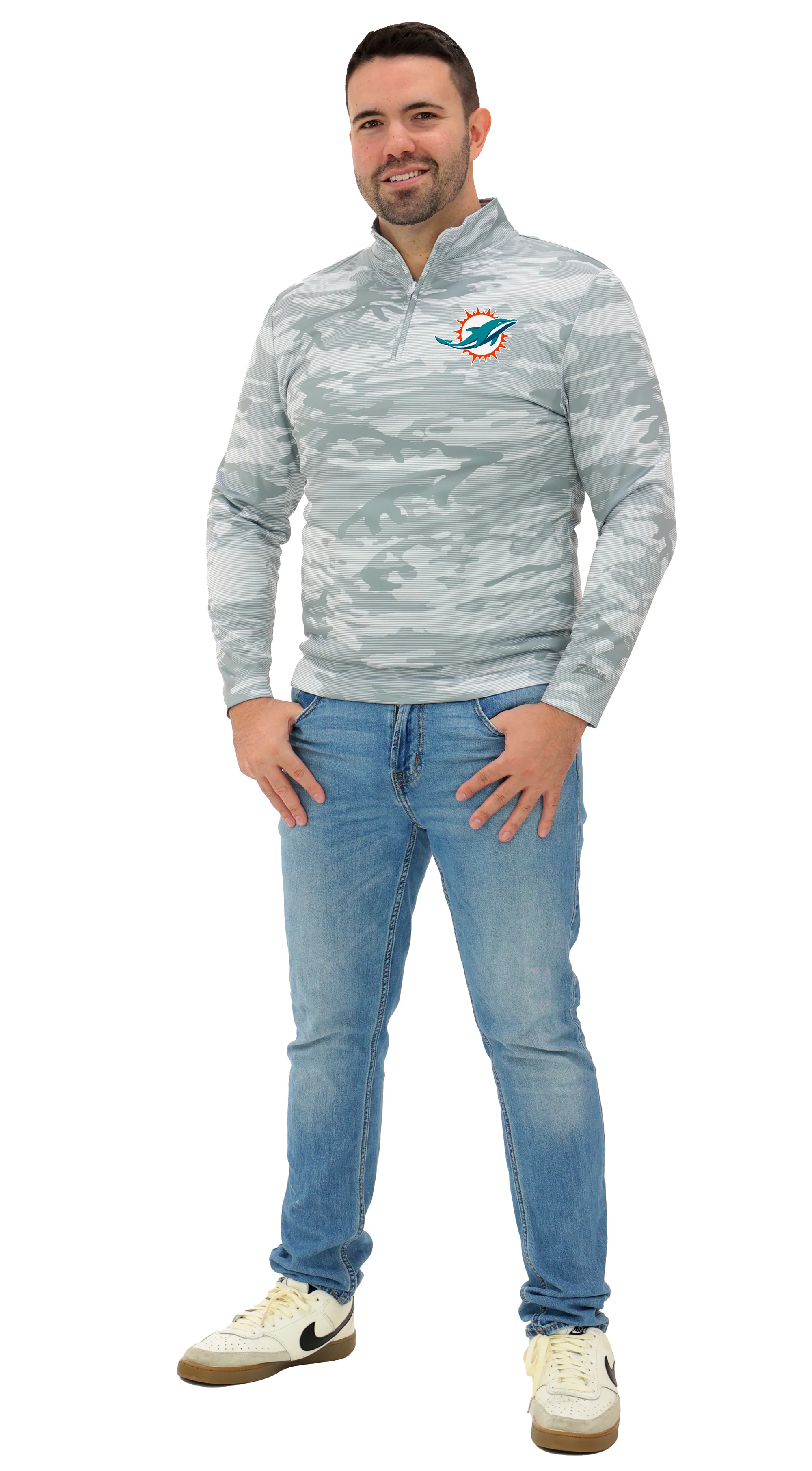 Zubaz NFL Men's Tonal Camo Line 1/4 Zip, MIAMI DOLPHINS - Image 45