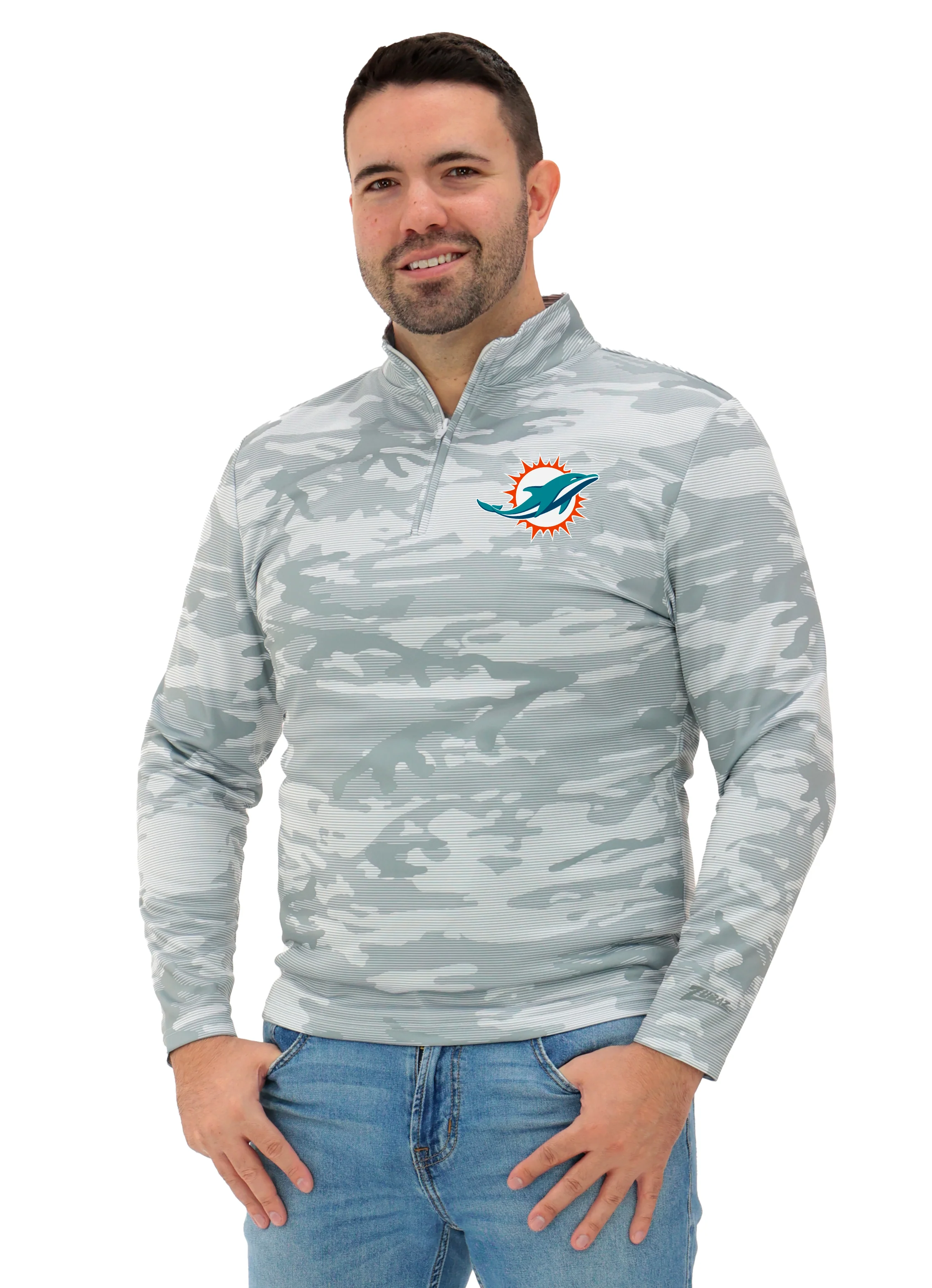 Zubaz NFL Men's Tonal Camo Line 1/4 Zip, MIAMI DOLPHINS - Image 55